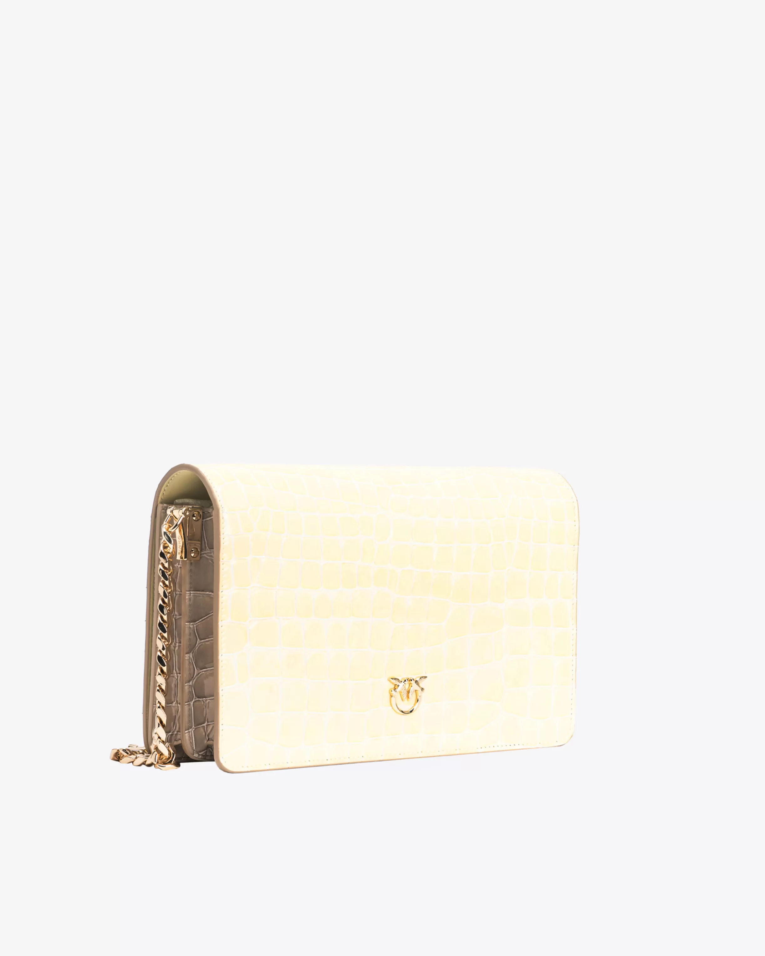 PINKO Galleria Classic Love Bag Click in shiny two-tone crocodile-print leather