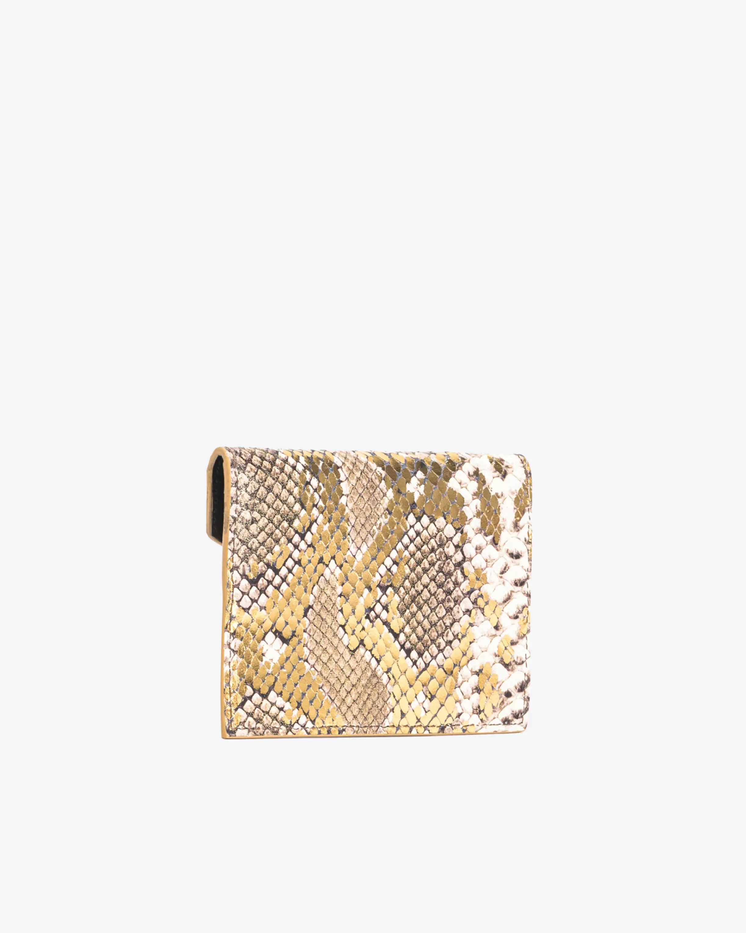 PINKO Galleria flat card holder in laminated reptile skin