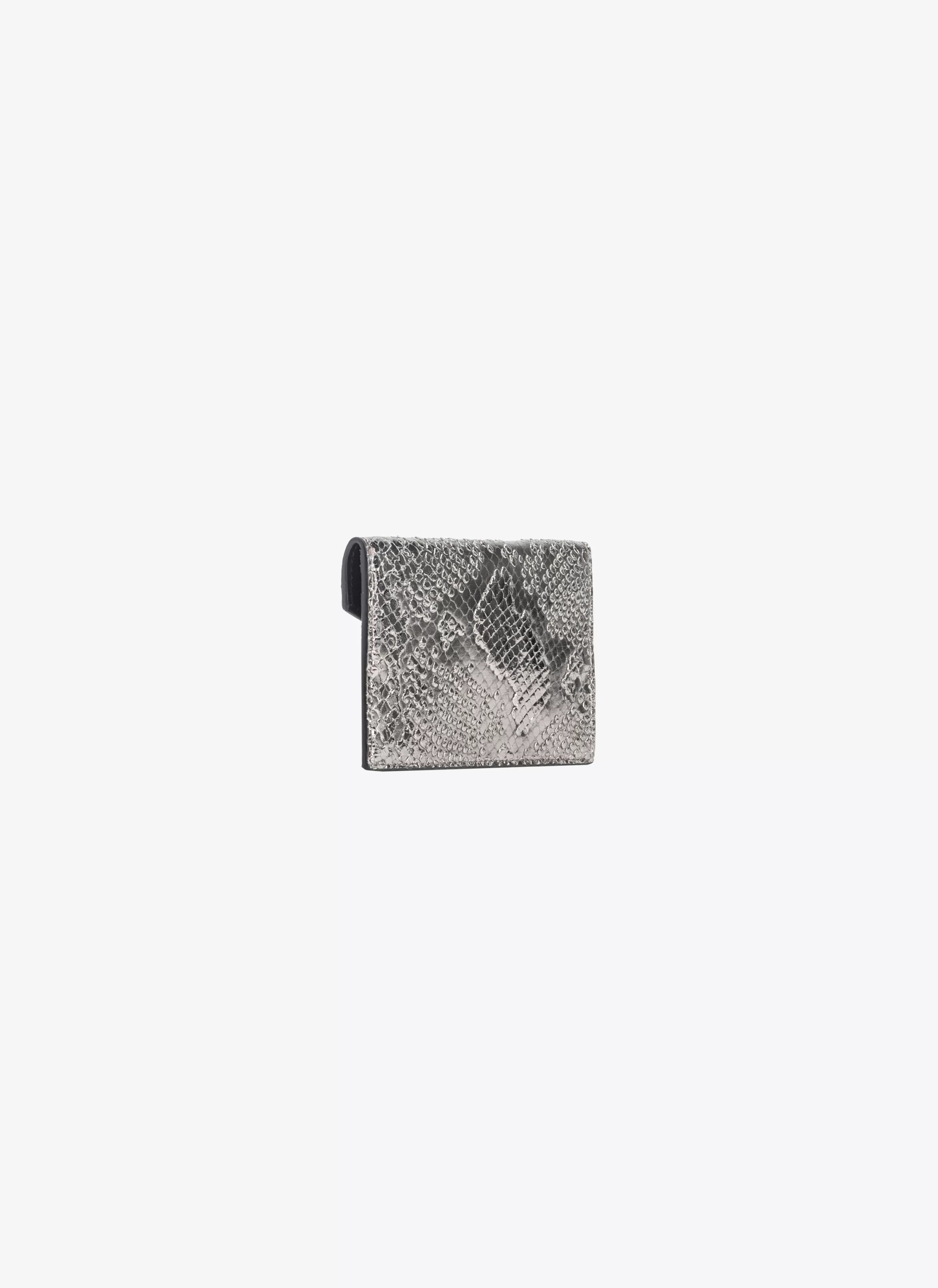 PINKO Galleria flat card holder in python-print leather