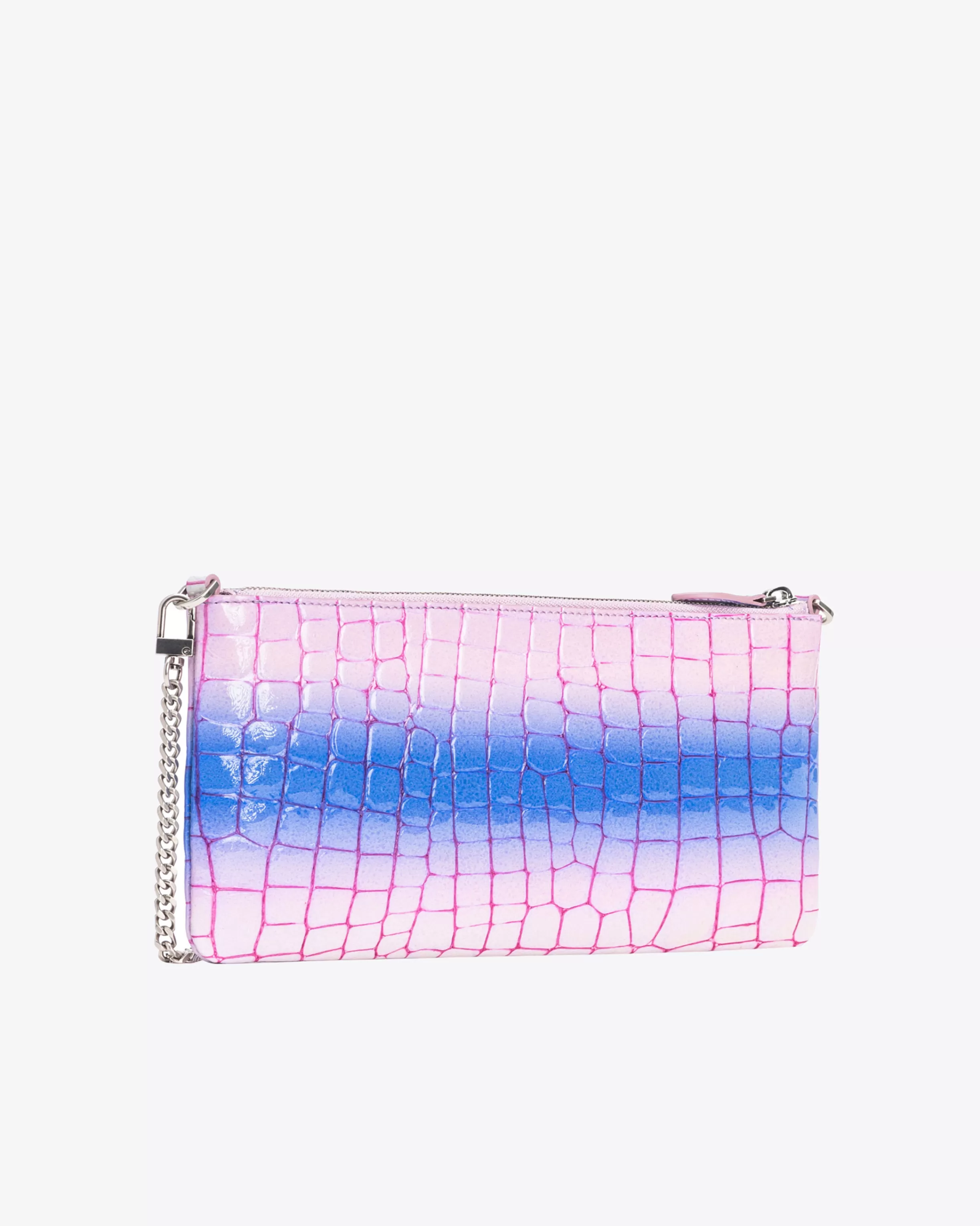 PINKO Galleria horizontal flat bag in shiny fade-effect croc-print leather