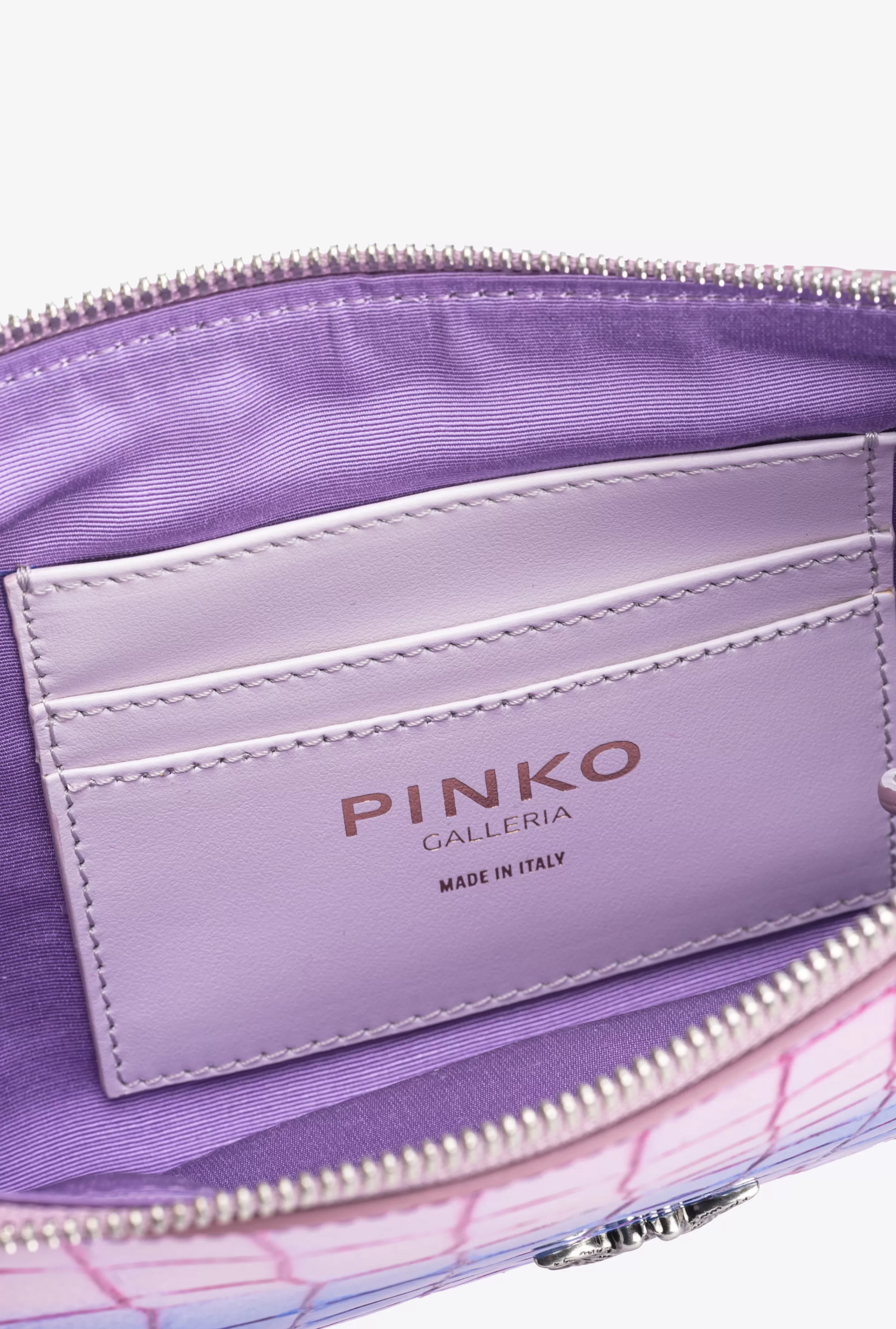 PINKO Galleria horizontal flat bag in shiny fade-effect croc-print leather