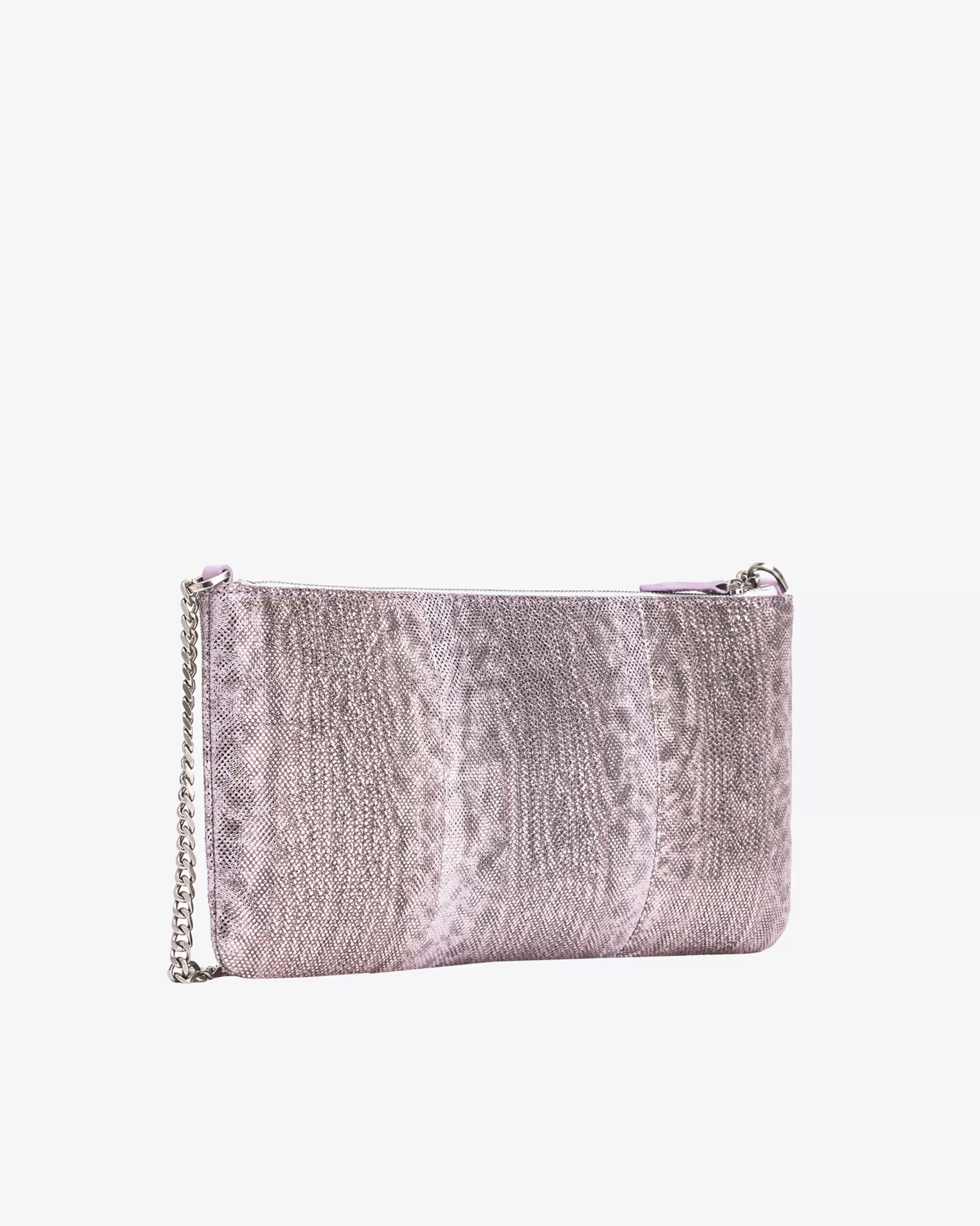 PINKO Galleria Horizontal Flat crossbody Bag in glittery reptile leather