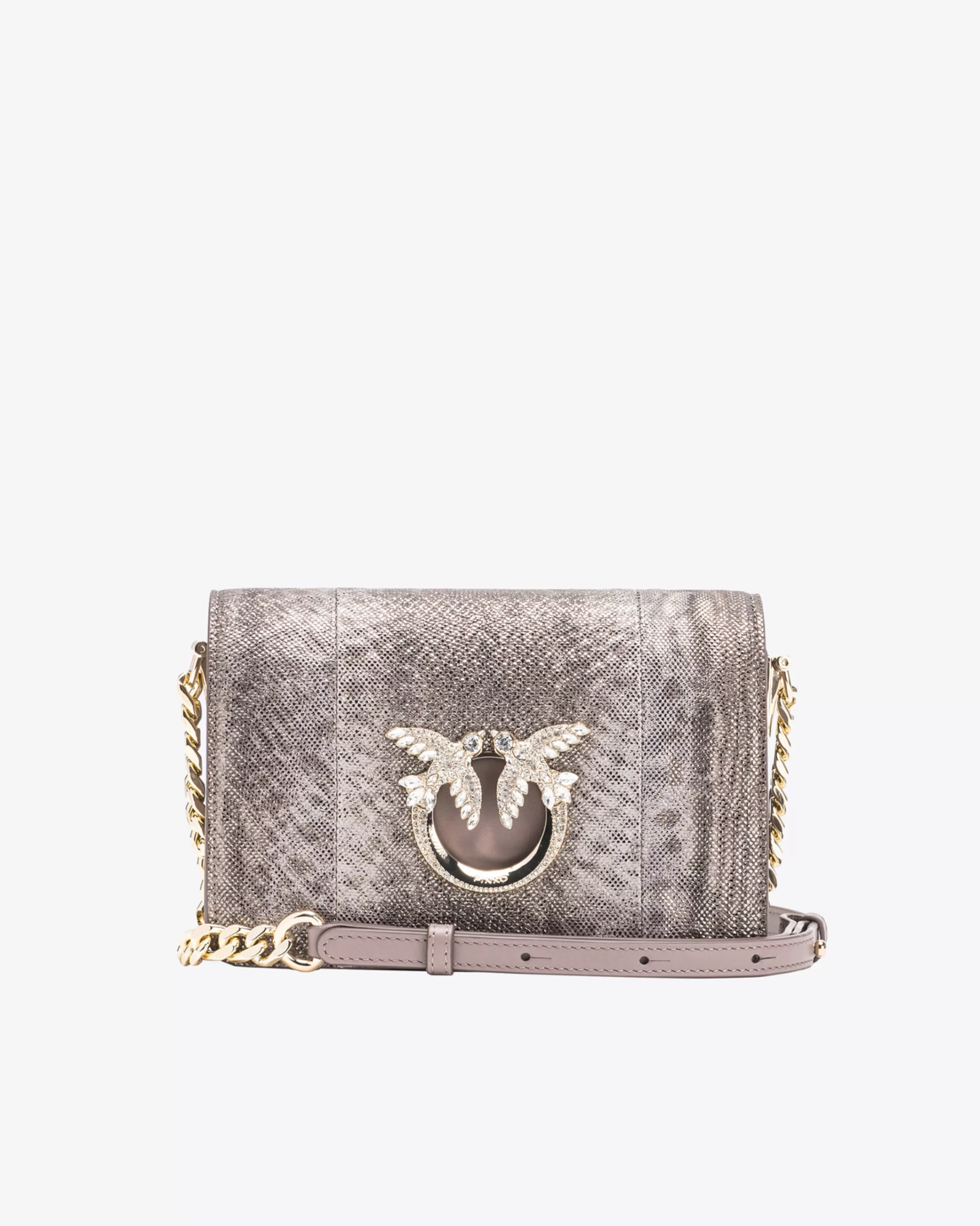 PINKO Galleria Mini Click crossbody bag in glittery reptile leather