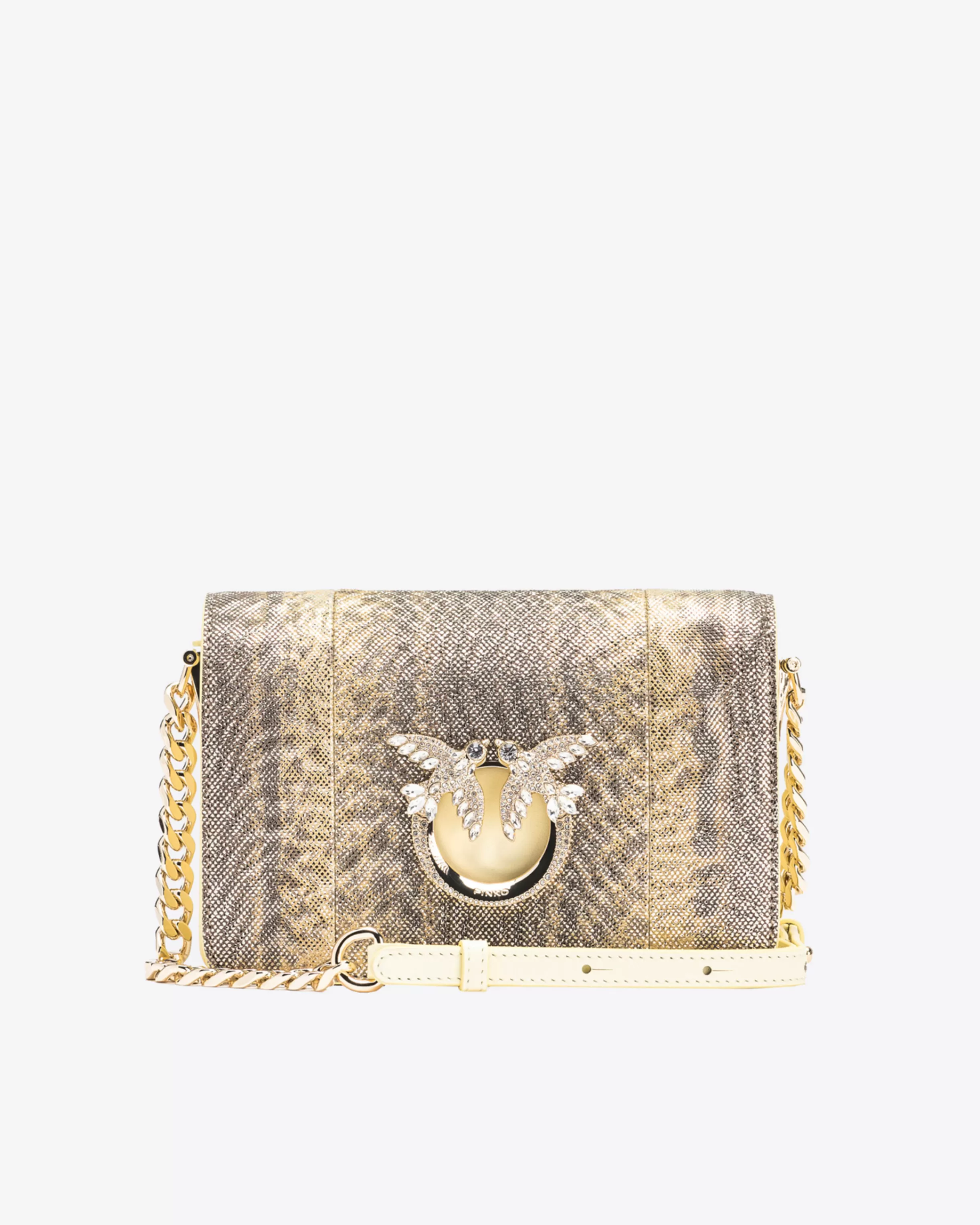 PINKO Galleria Mini Click crossbody bag in glittery reptile leather