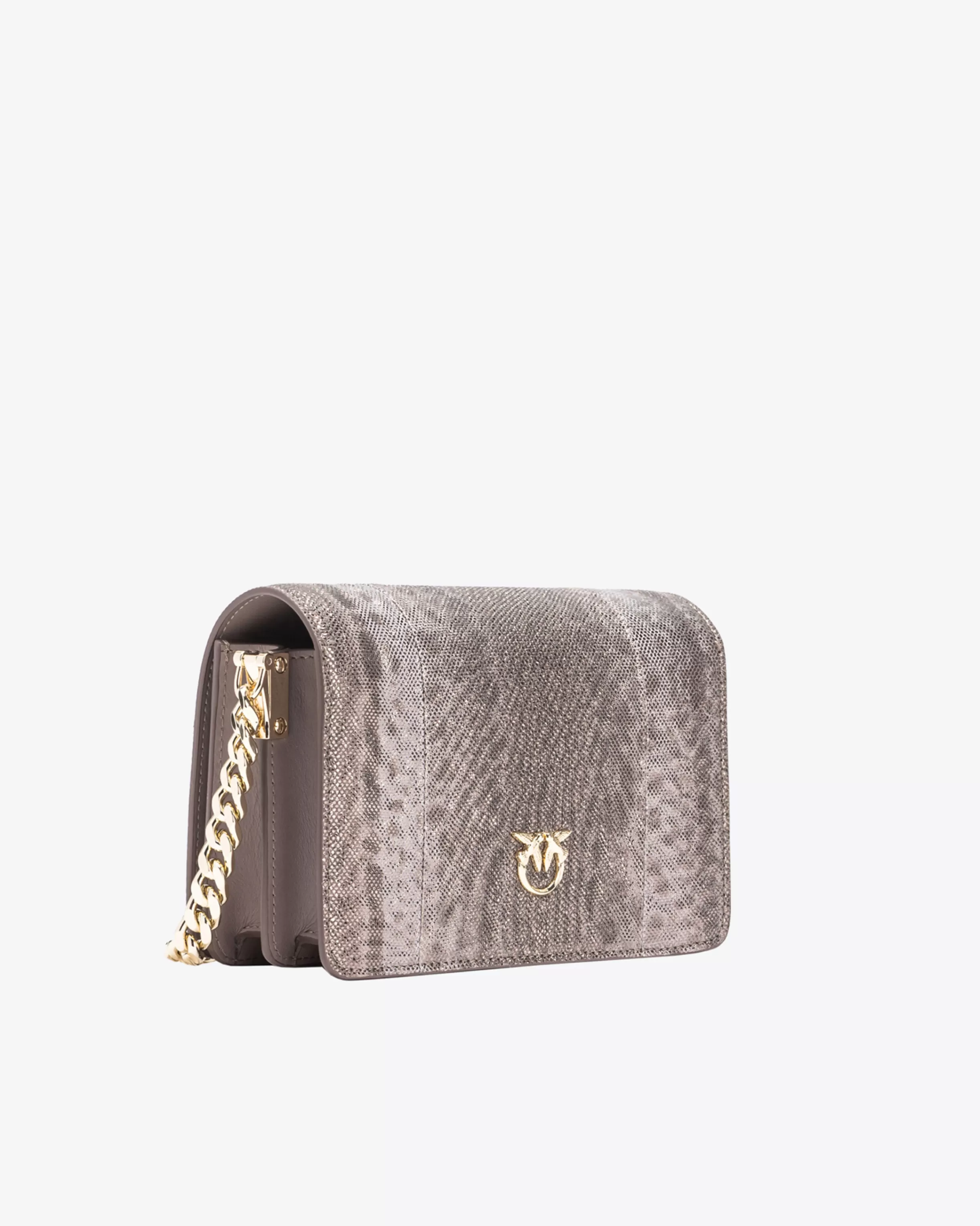 PINKO Galleria Mini Click crossbody bag in glittery reptile leather