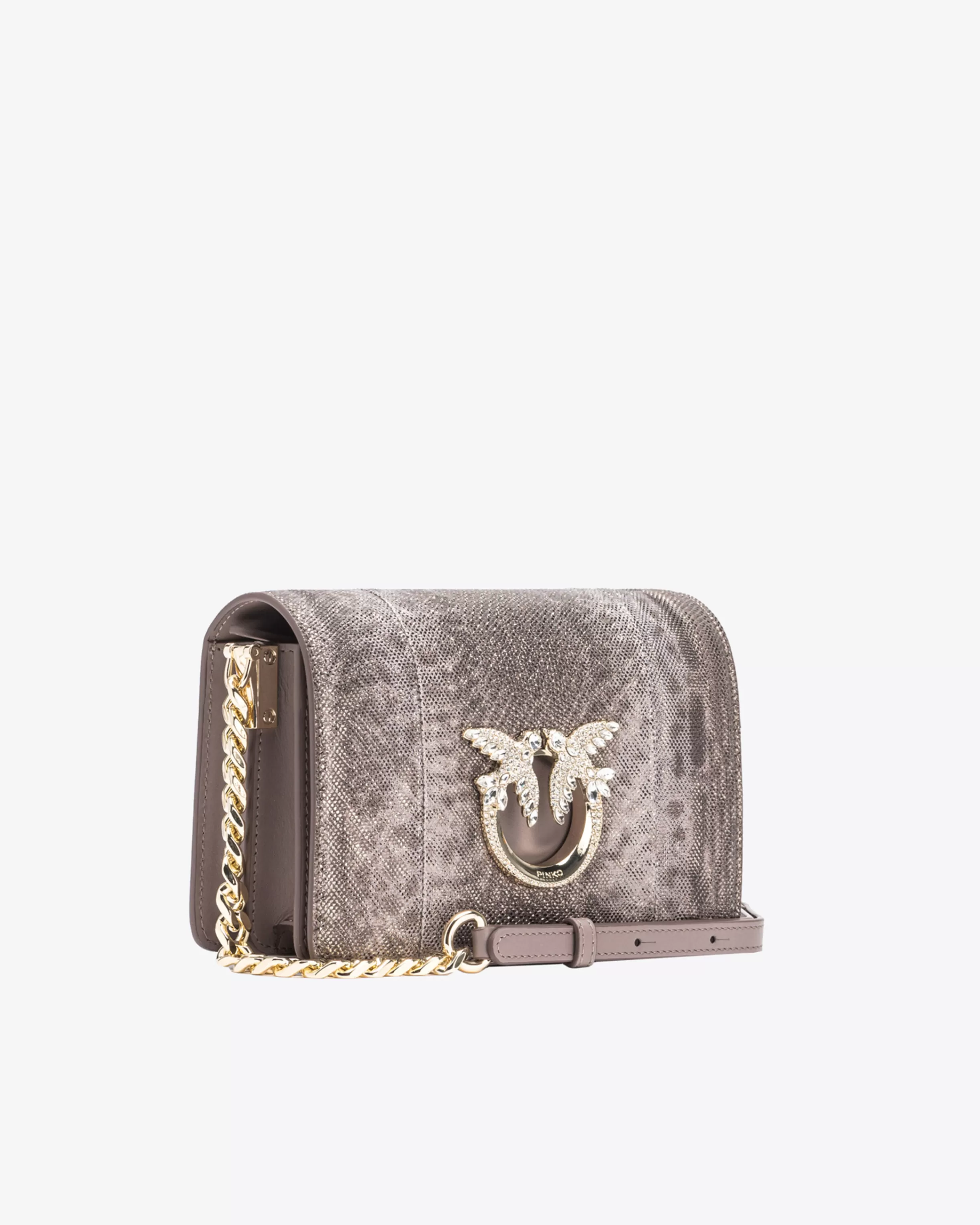 PINKO Galleria Mini Click crossbody bag in glittery reptile leather