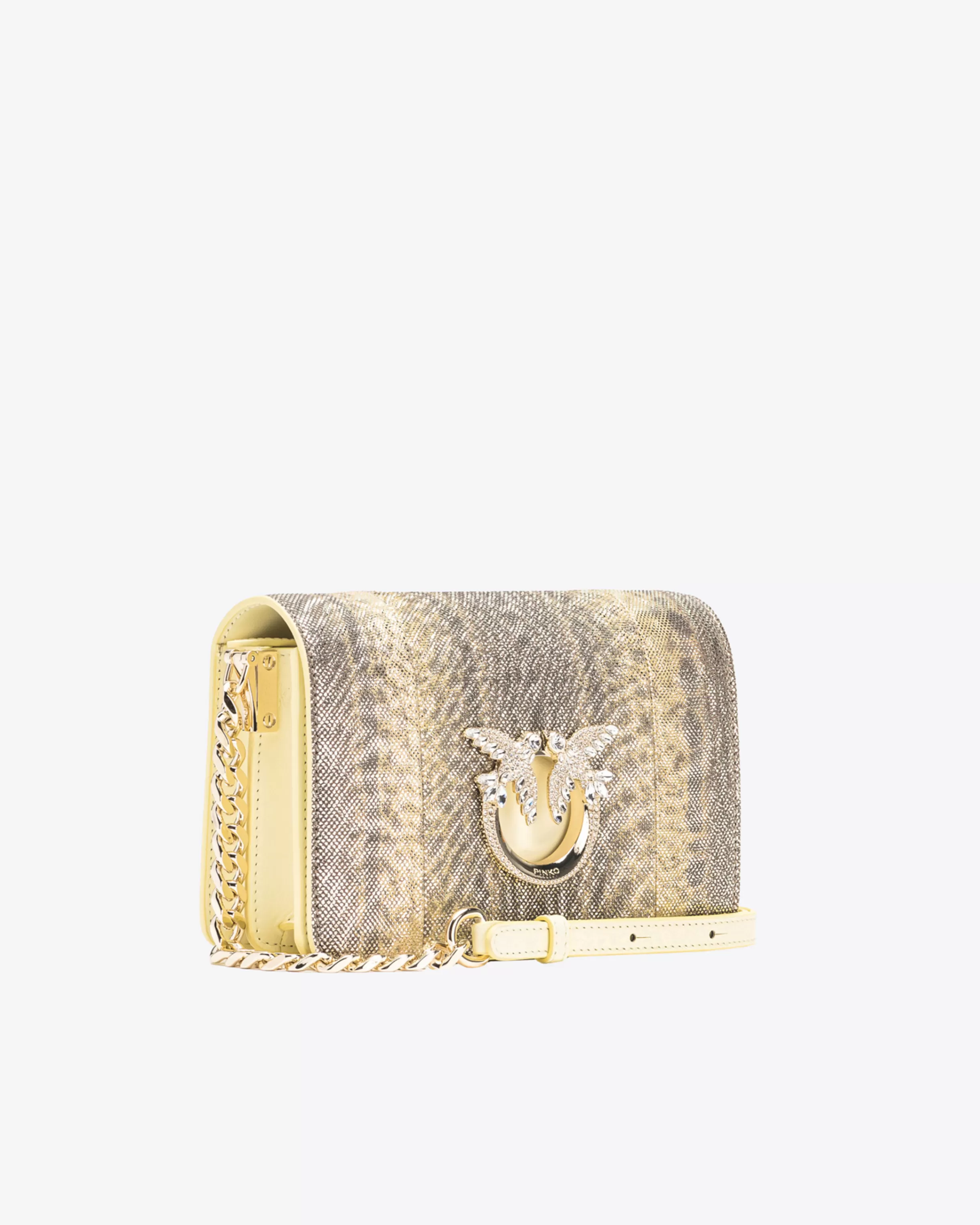 PINKO Galleria Mini Click crossbody bag in glittery reptile leather