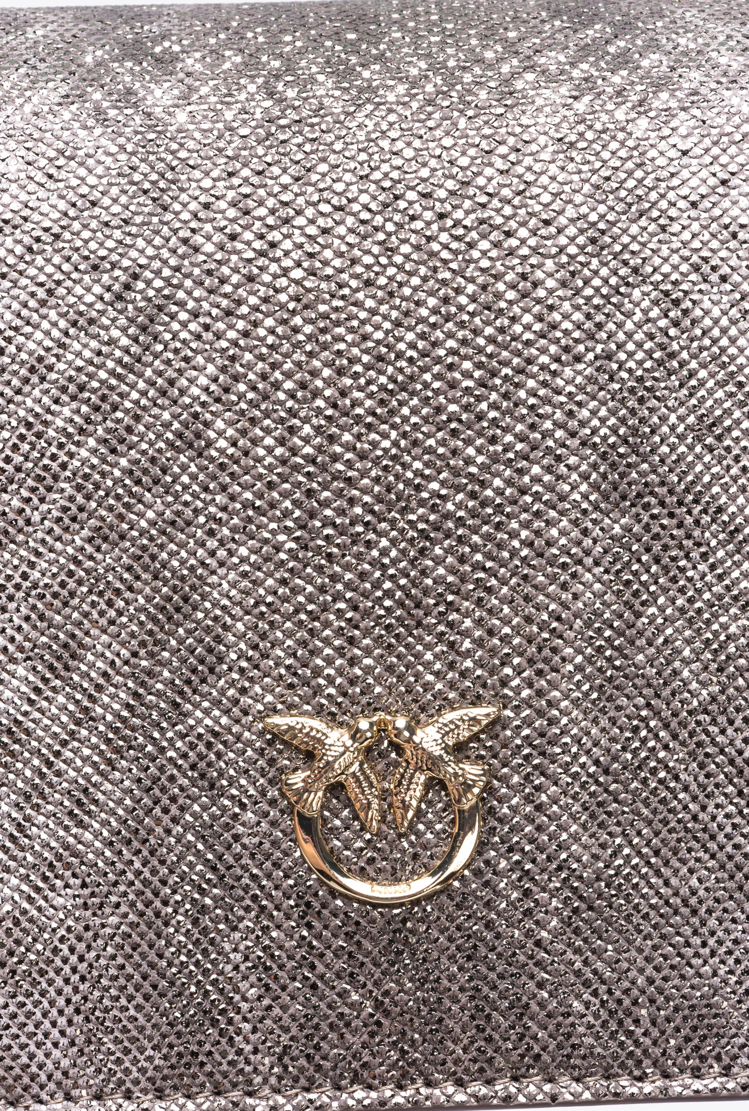 PINKO Galleria Mini Click crossbody bag in glittery reptile leather