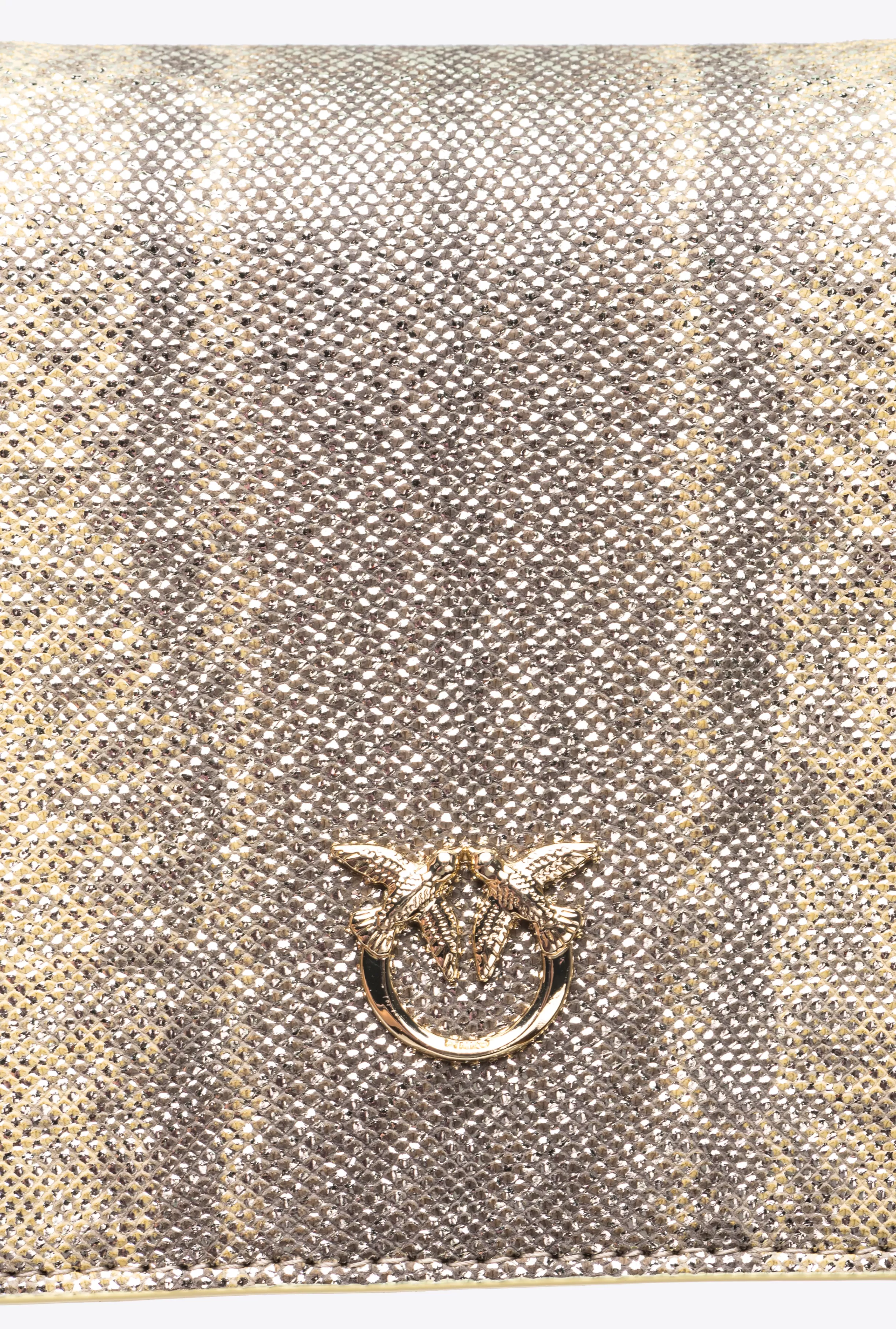 PINKO Galleria Mini Click crossbody bag in glittery reptile leather