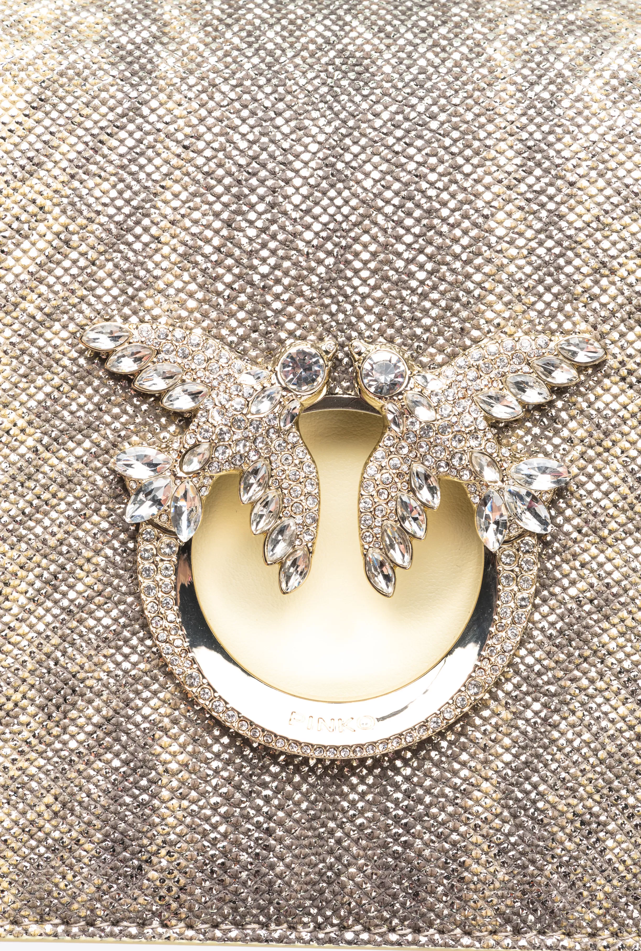 PINKO Galleria Mini Click crossbody bag in glittery reptile leather