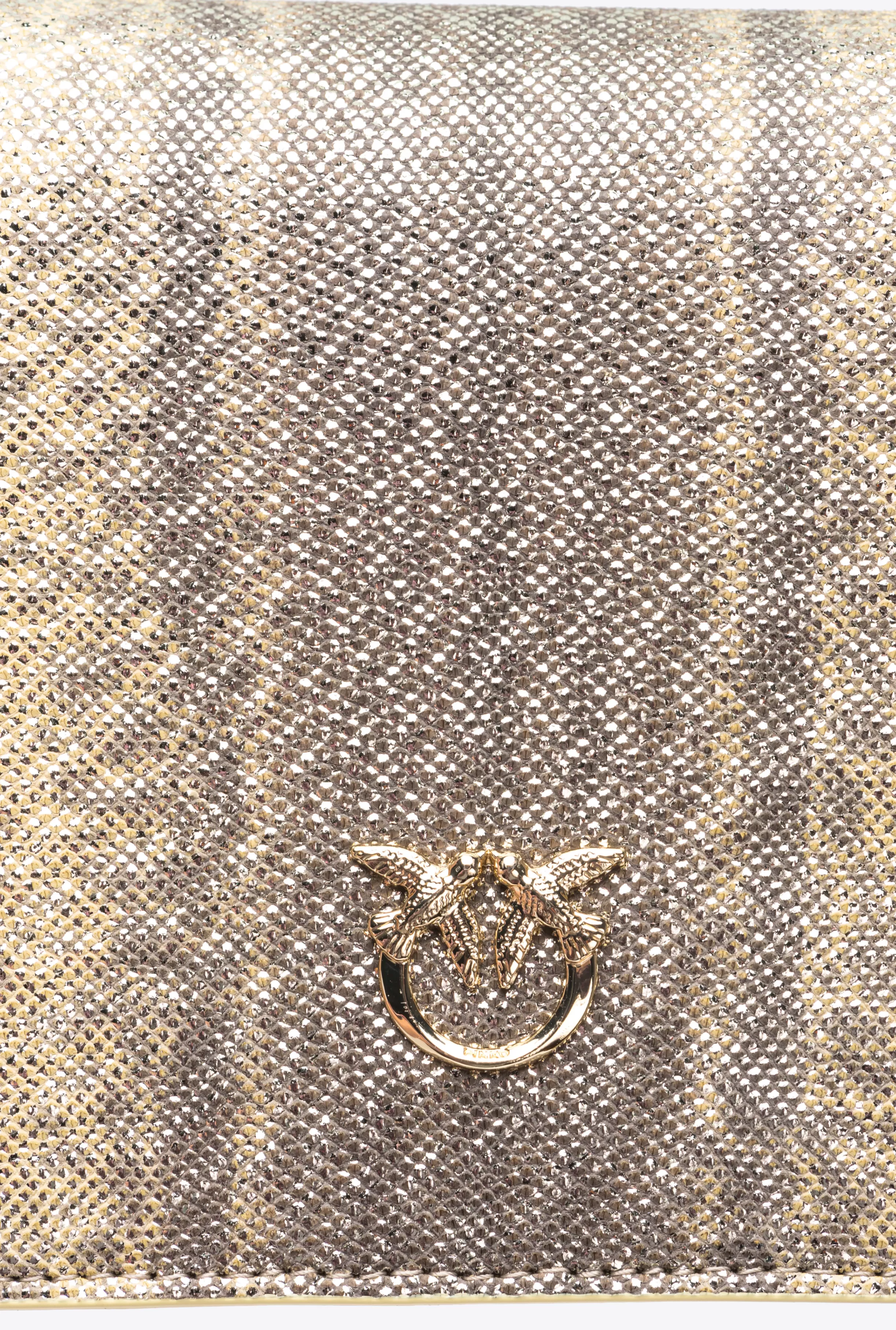PINKO Galleria Mini Click crossbody bag in glittery reptile leather