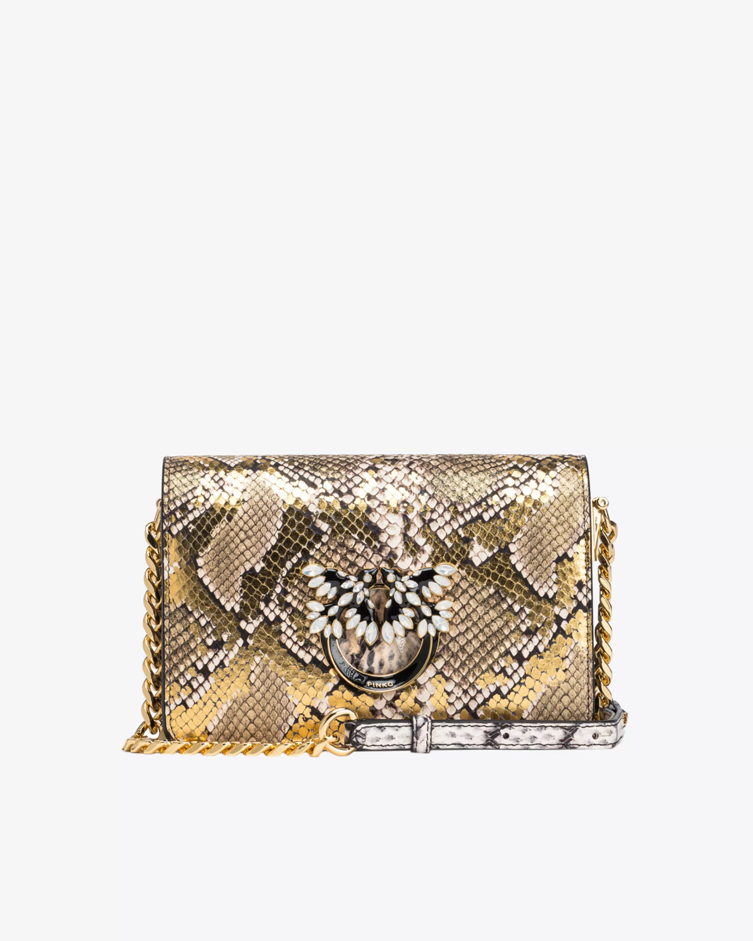 PINKO Galleria Mini Love Bag Click in laminated reptile skin