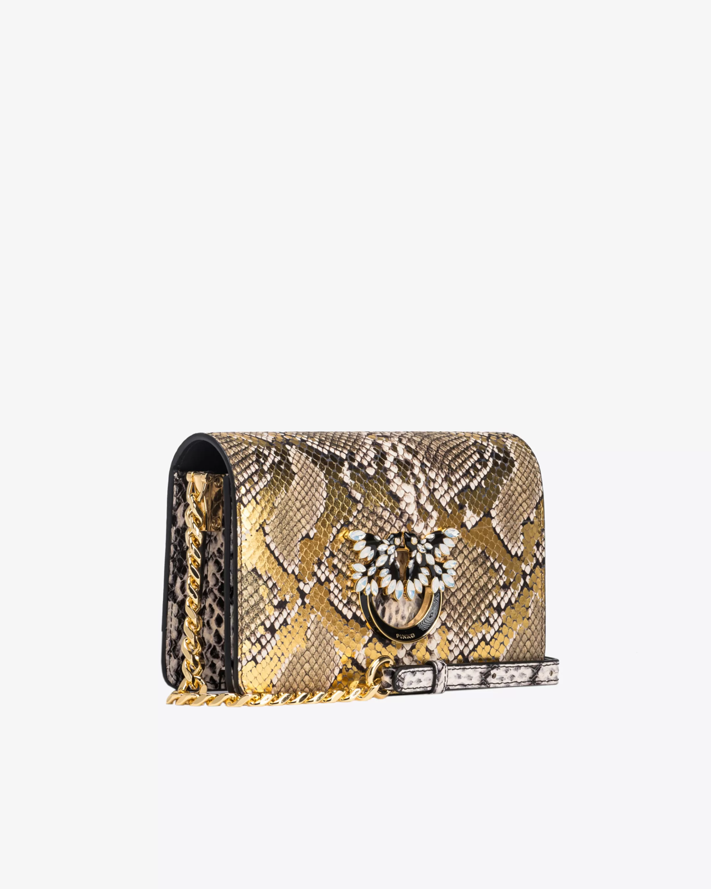 PINKO Galleria Mini Love Bag Click in laminated reptile skin