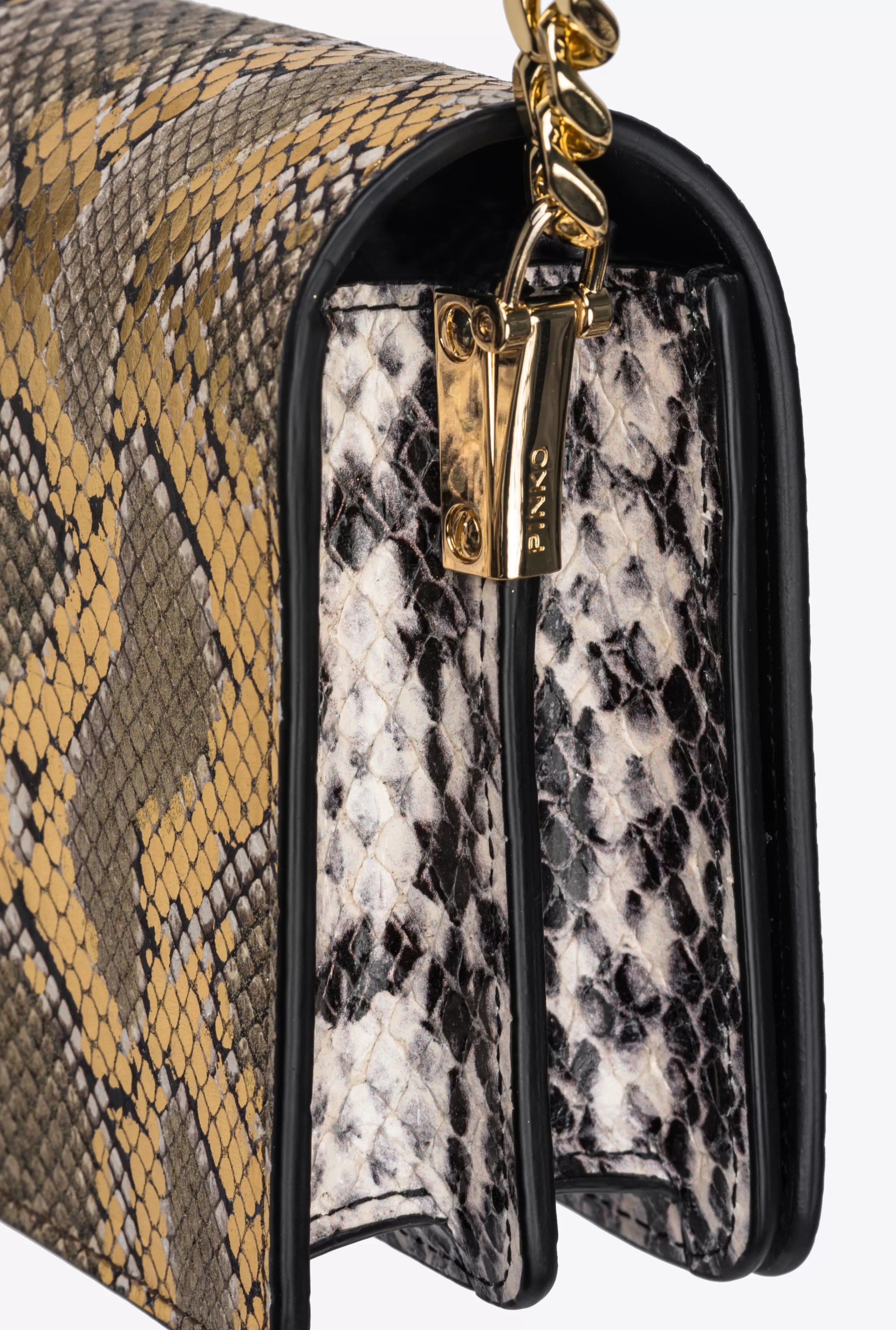 PINKO Galleria Mini Love Bag Click in laminated reptile skin