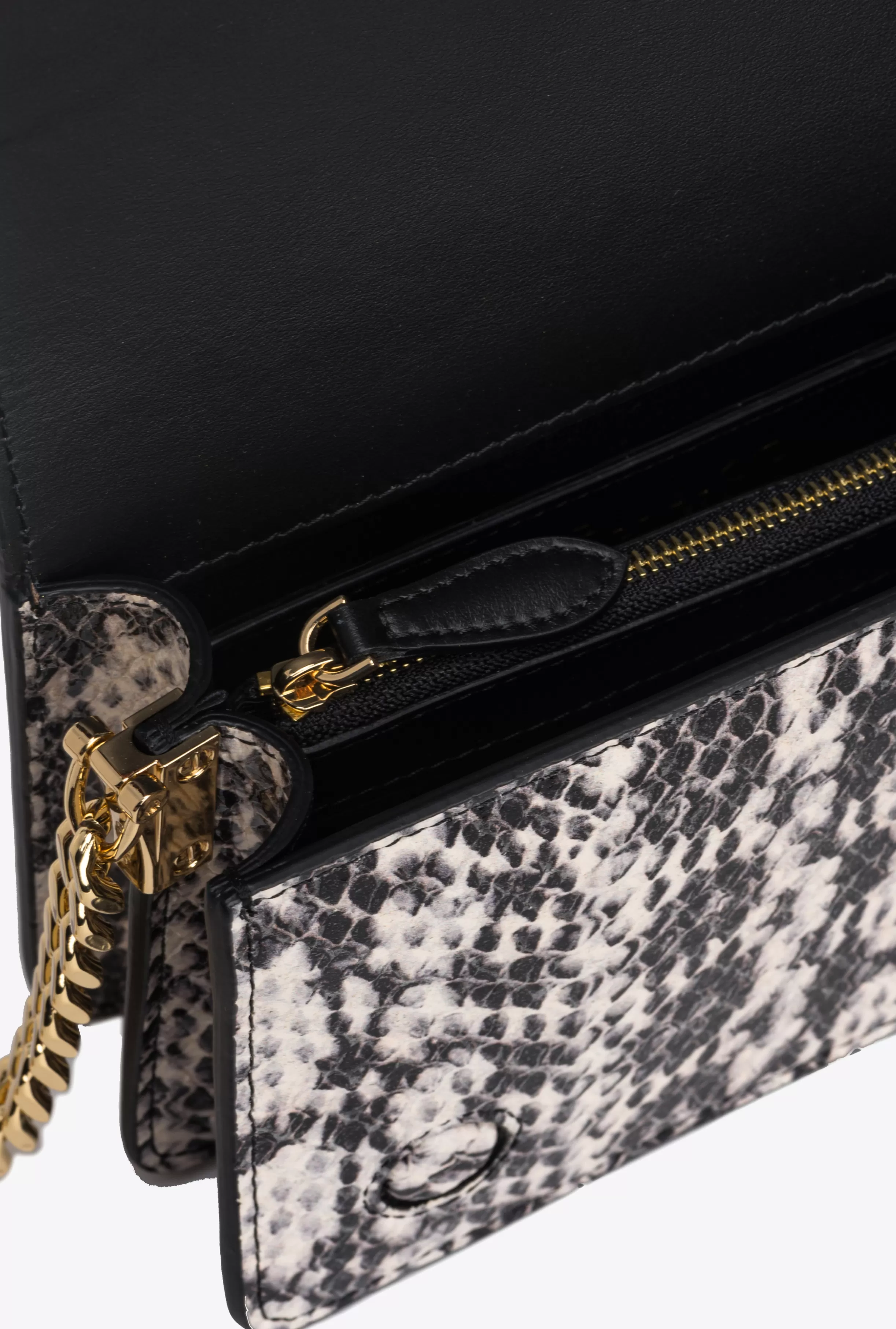 PINKO Galleria Mini Love Bag Click in laminated reptile skin