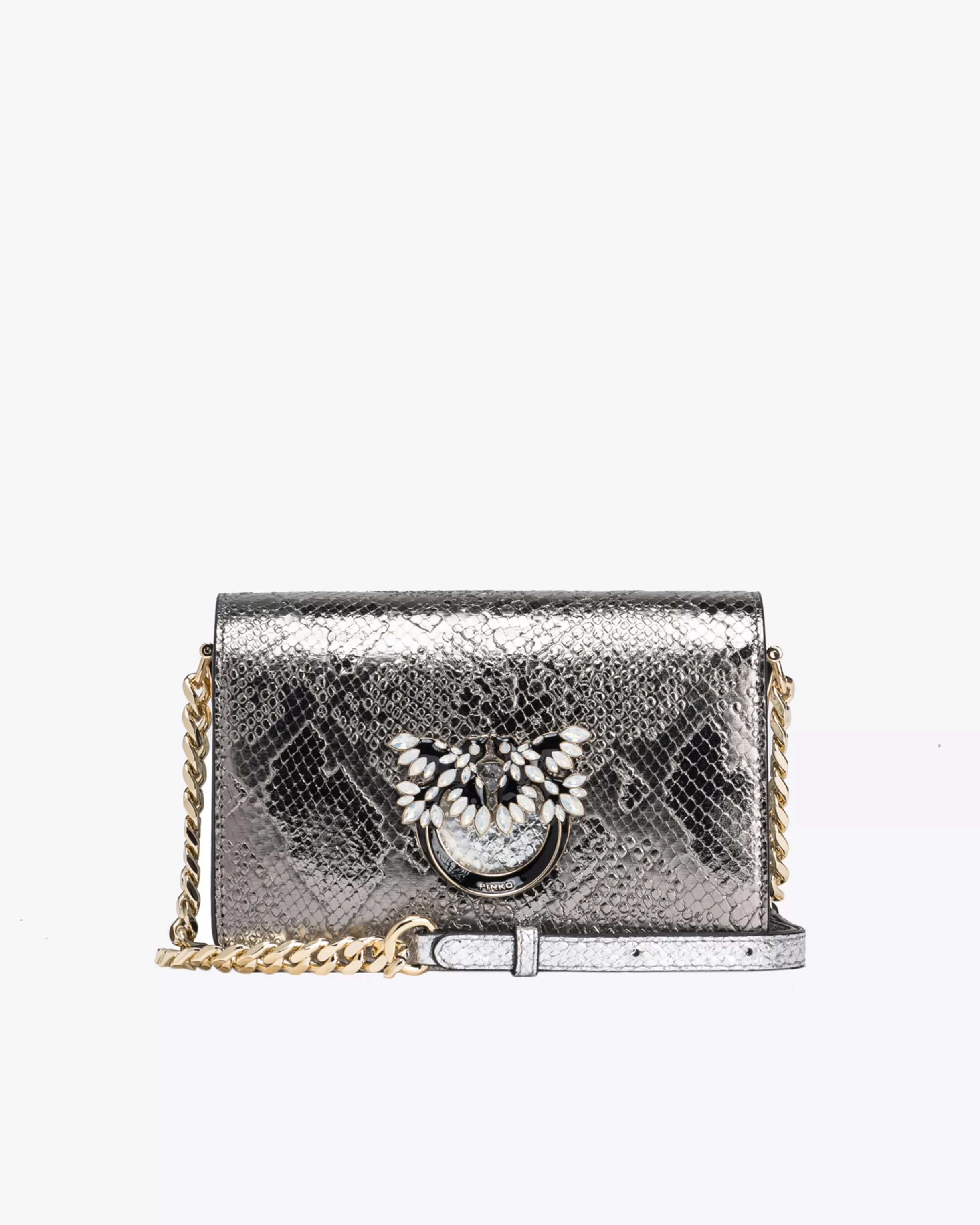 PINKO Galleria Mini Love Bag Click in punched reptile skin