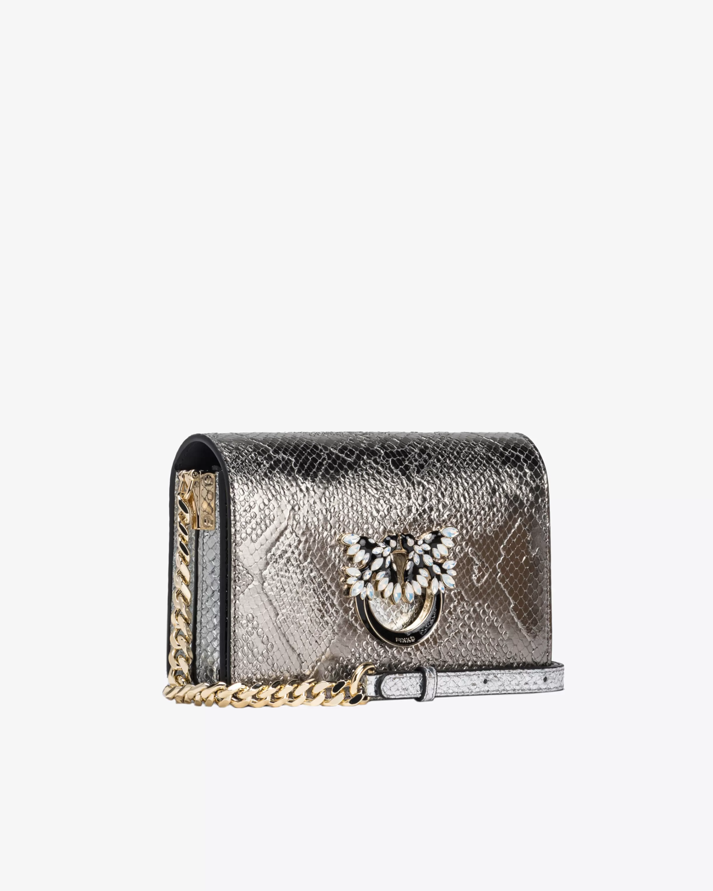 PINKO Galleria Mini Love Bag Click in punched reptile skin