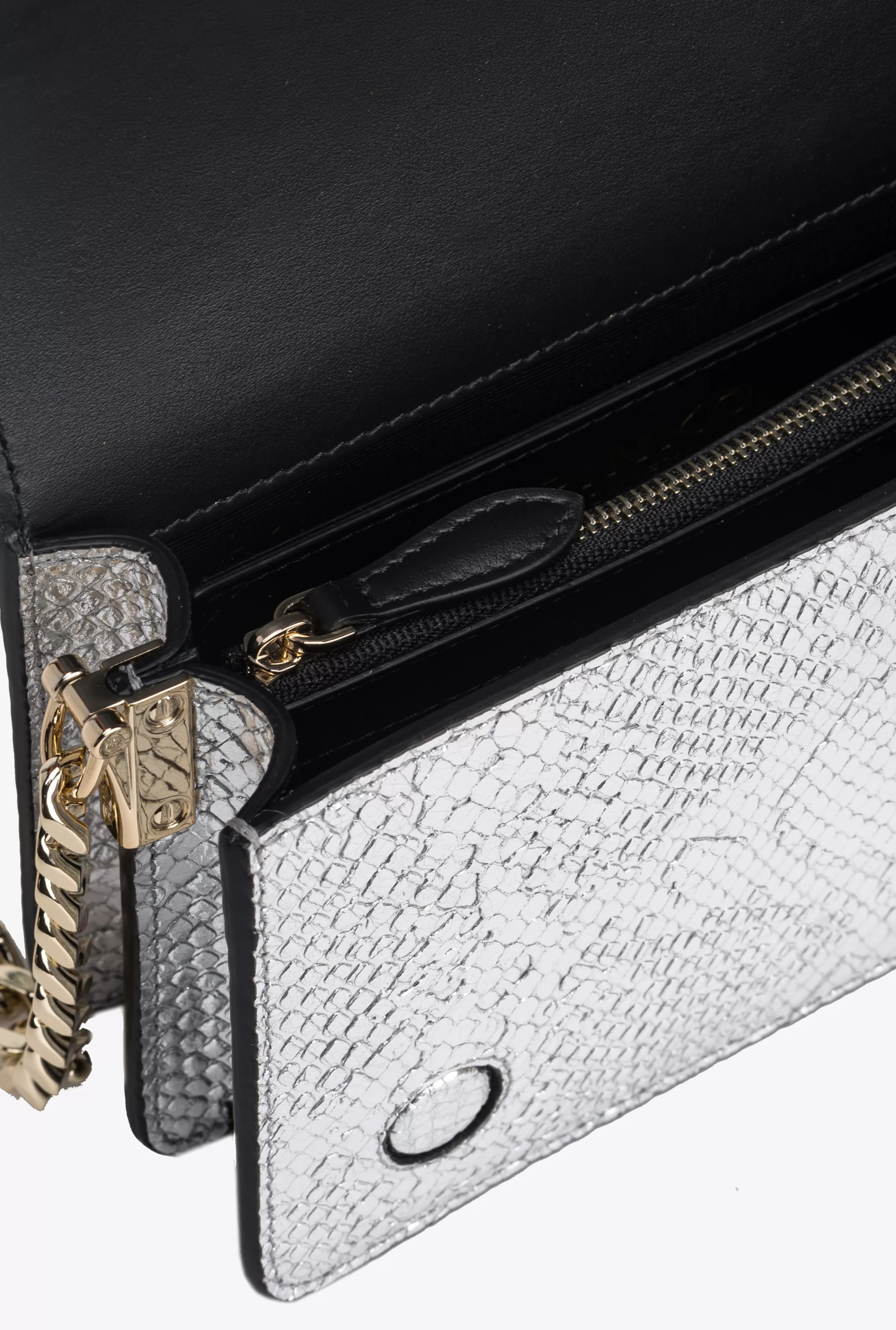 PINKO Galleria Mini Love Bag Click in punched reptile skin