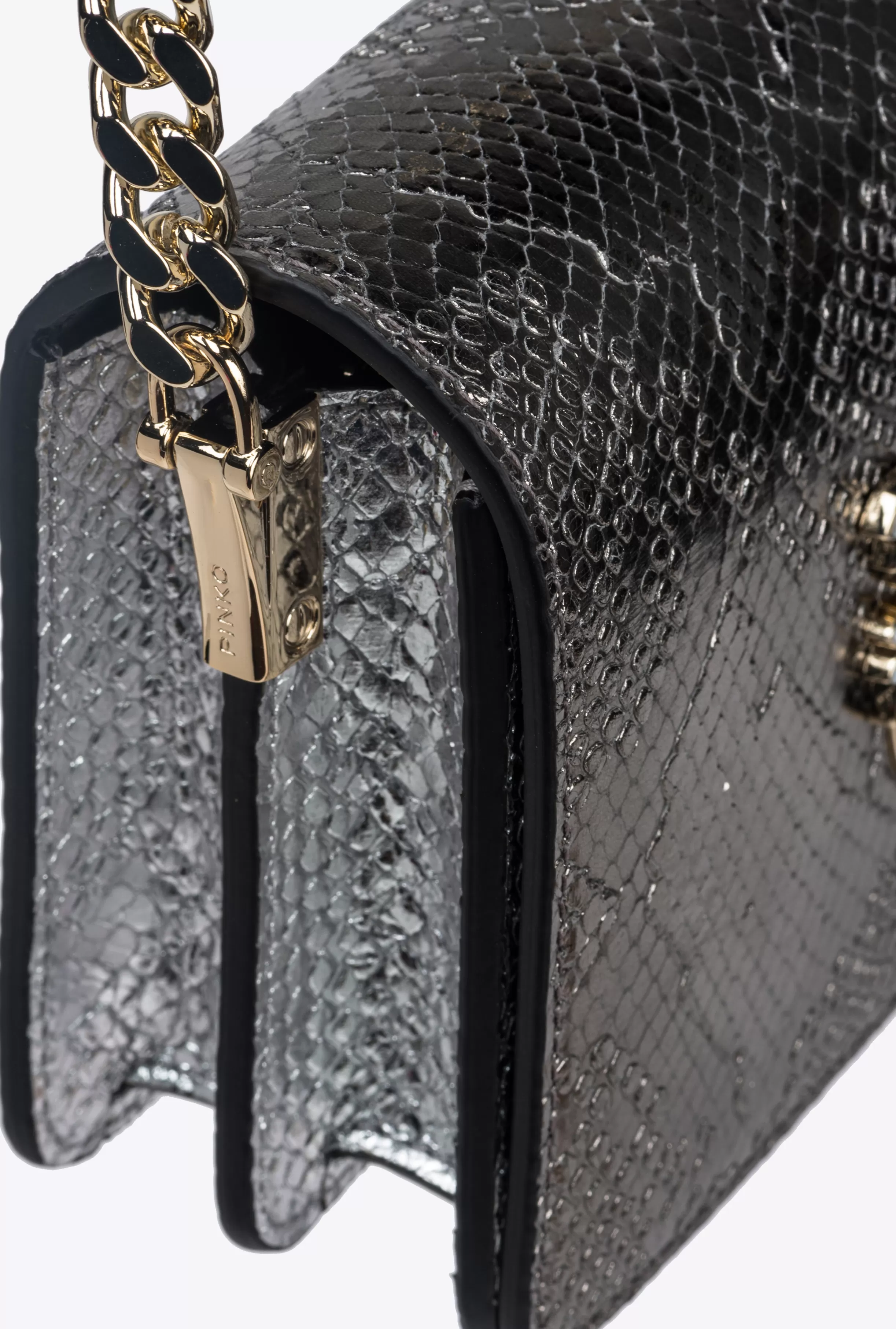PINKO Galleria Mini Love Bag Click in punched reptile skin