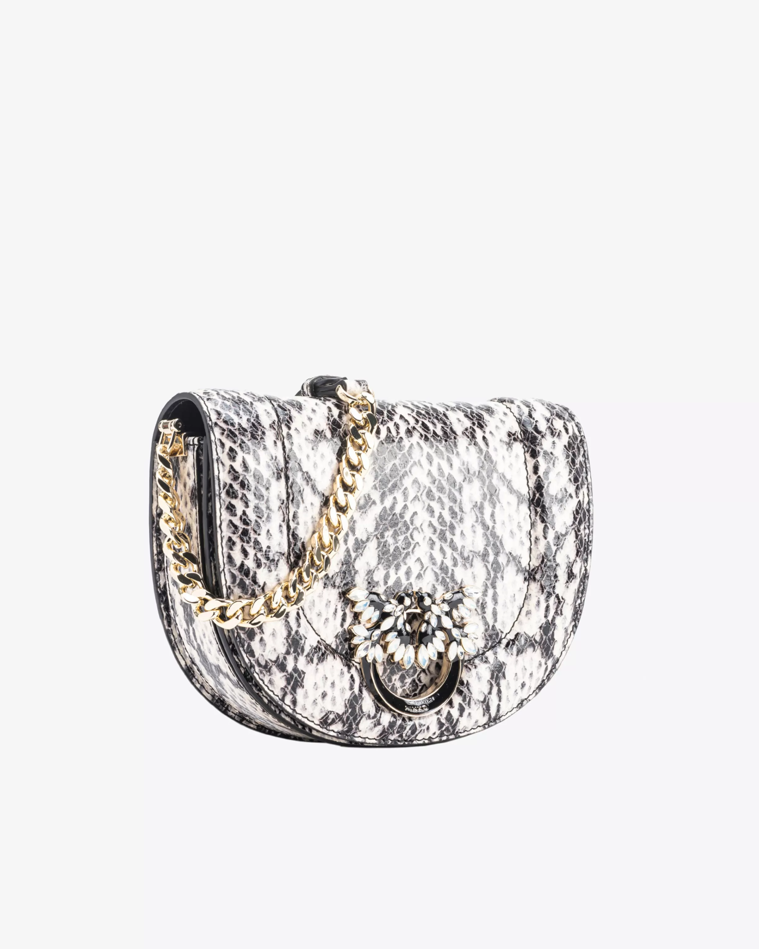 PINKO Galleria Mini Love Bag Click Round in reptile-print leather