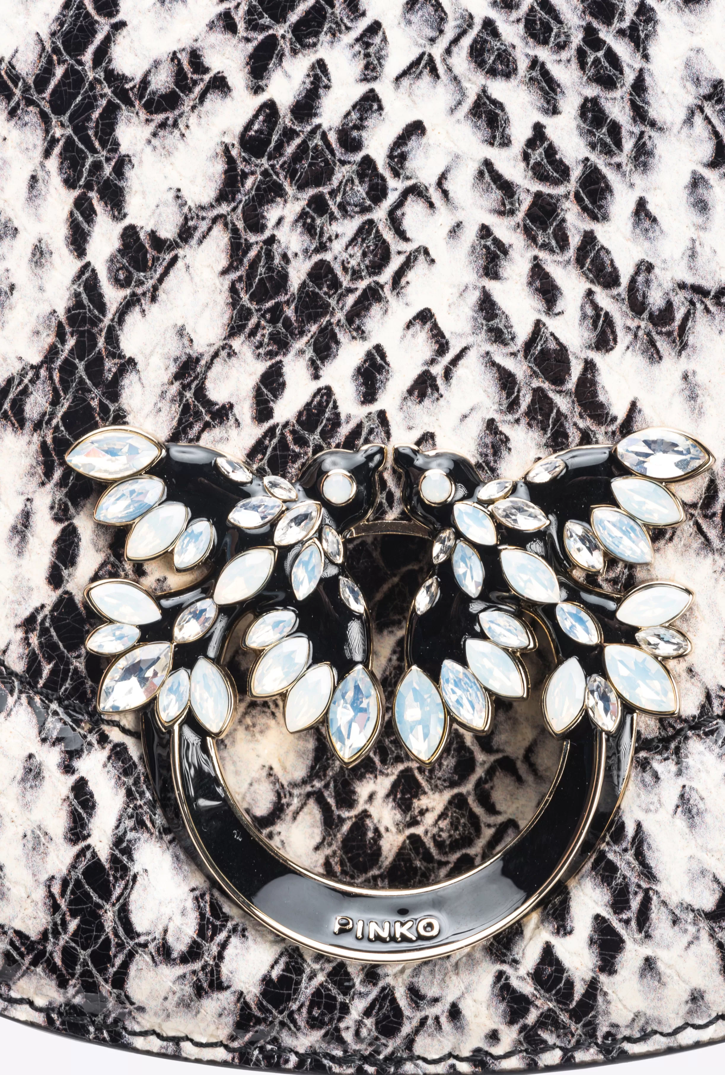 PINKO Galleria Mini Love Bag Click Round in reptile-print leather