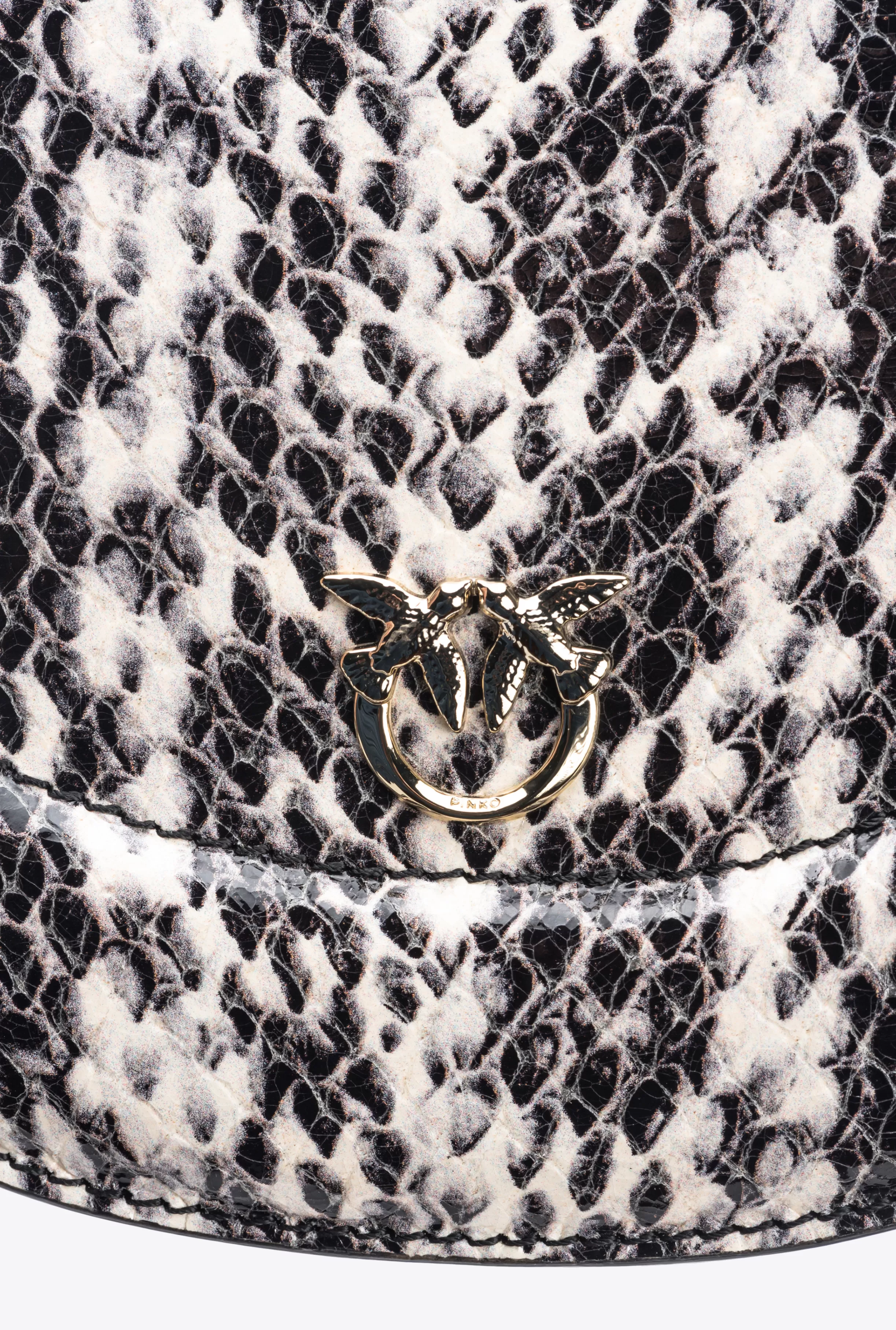 PINKO Galleria Mini Love Bag Click Round in reptile-print leather