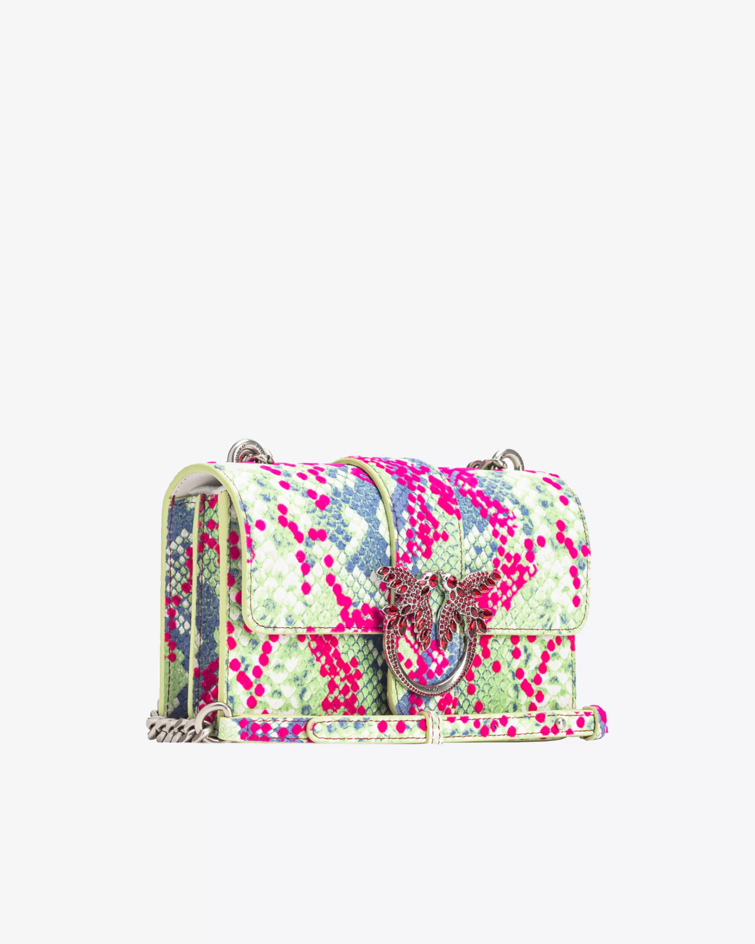 PINKO Galleria Mini Love Bag One in python-print leather with flock detail