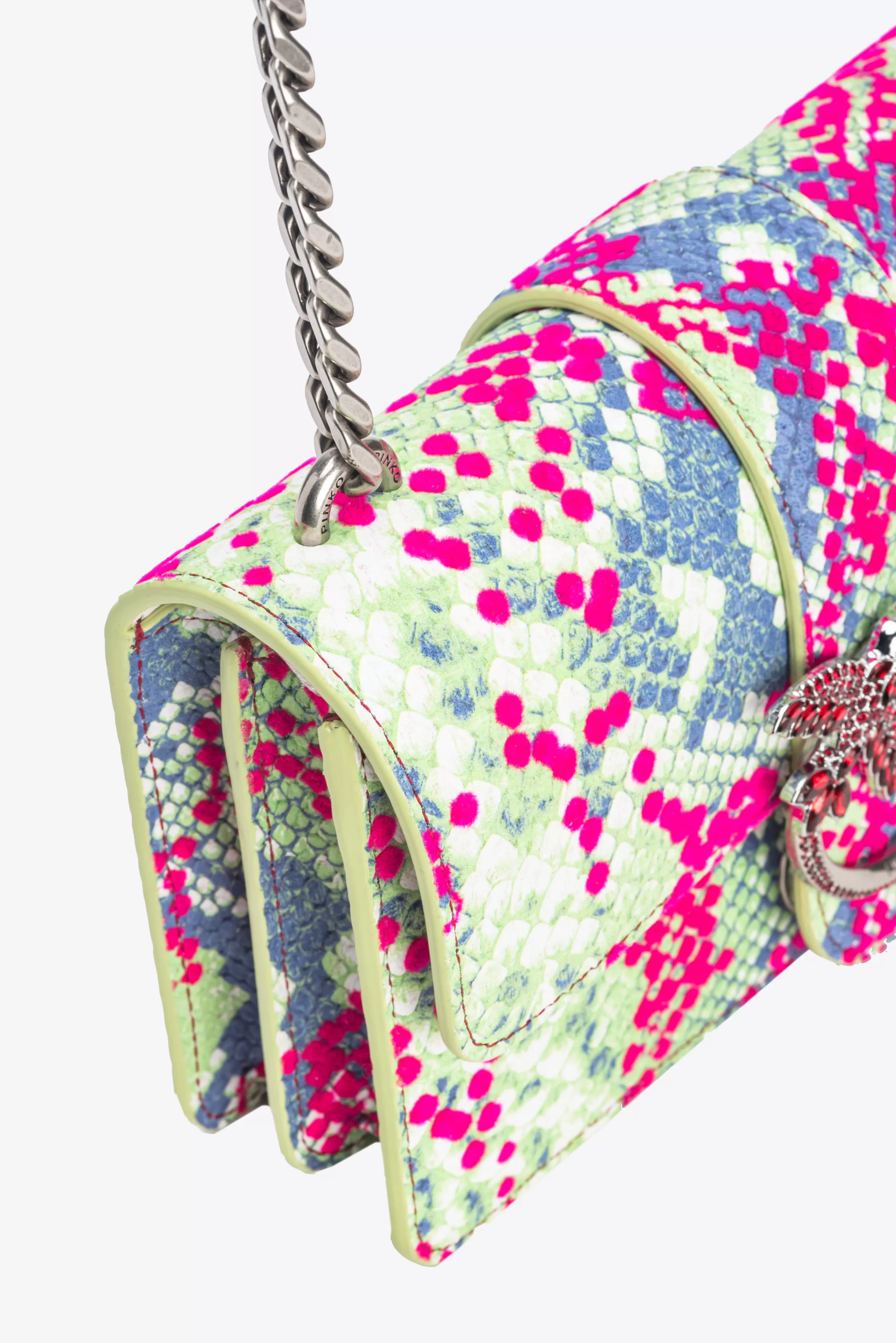 PINKO Galleria Mini Love Bag One in python-print leather with flock detail