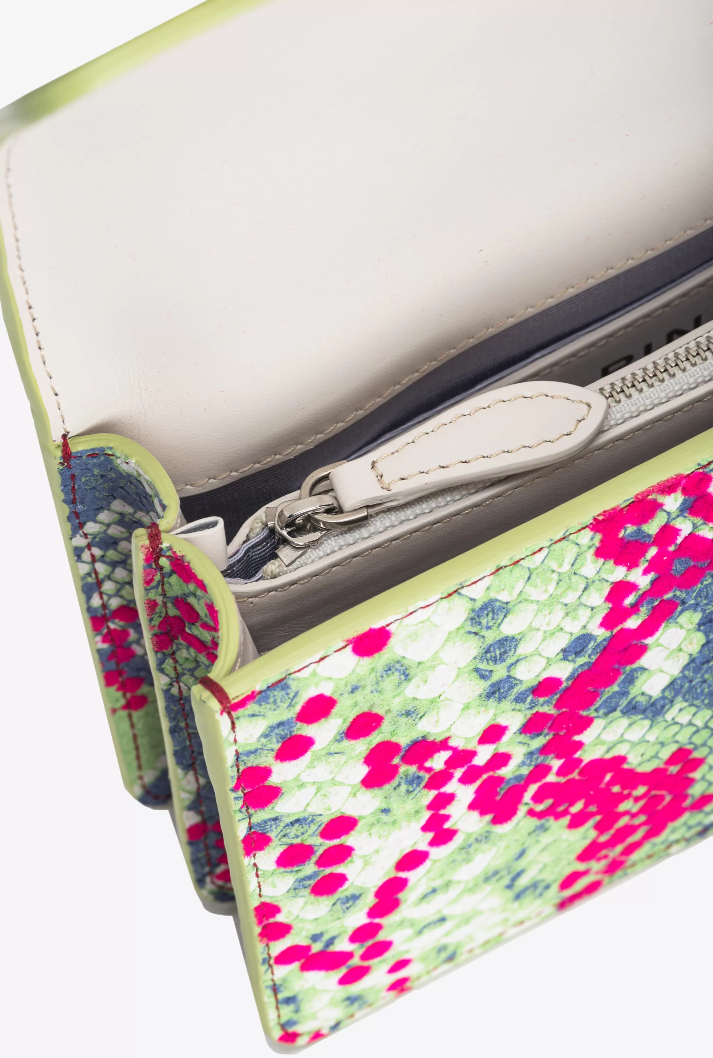PINKO Galleria Mini Love Bag One in python-print leather with flock detail