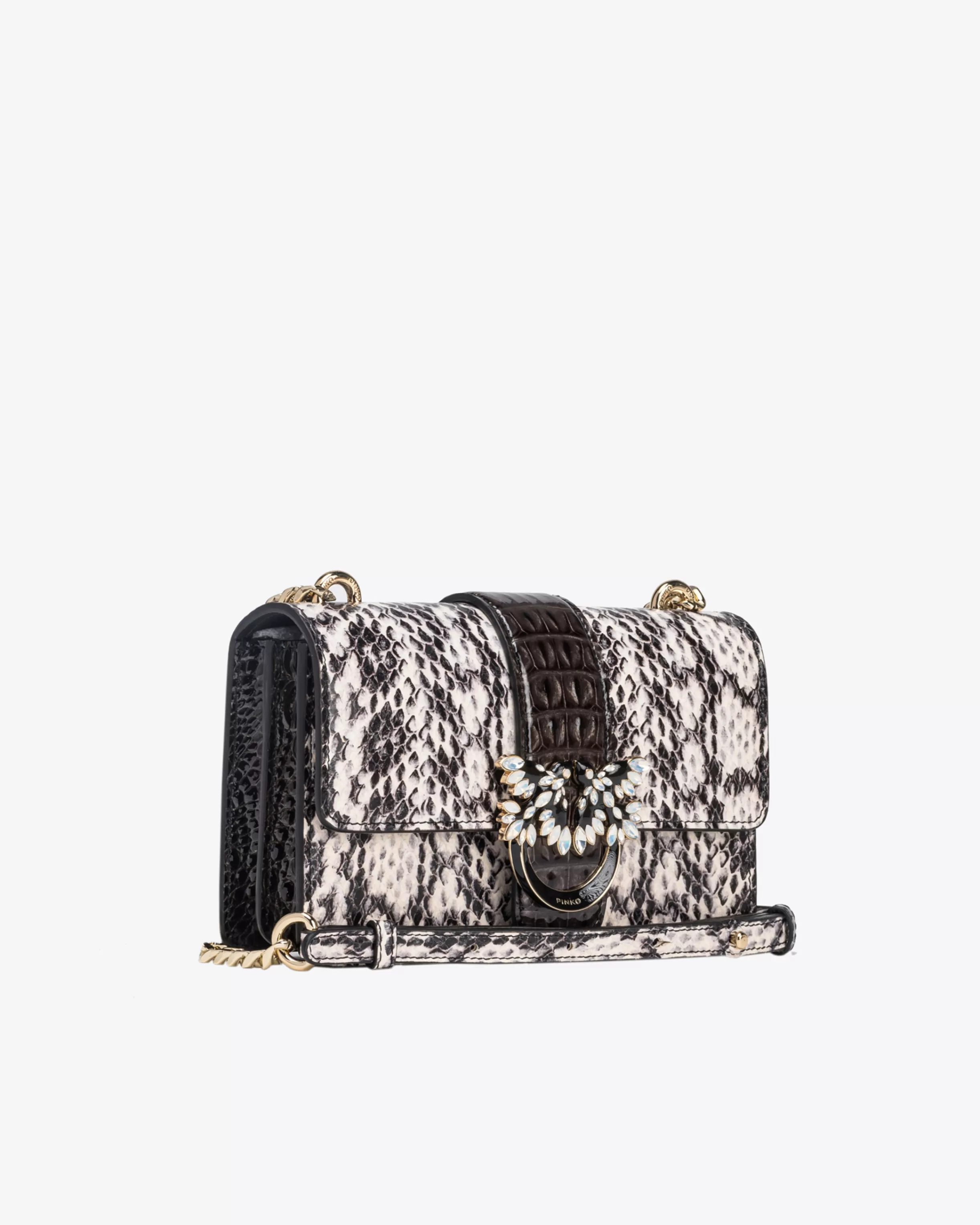 PINKO Galleria Mini Love Bag One in reptile and crocodile-print leather