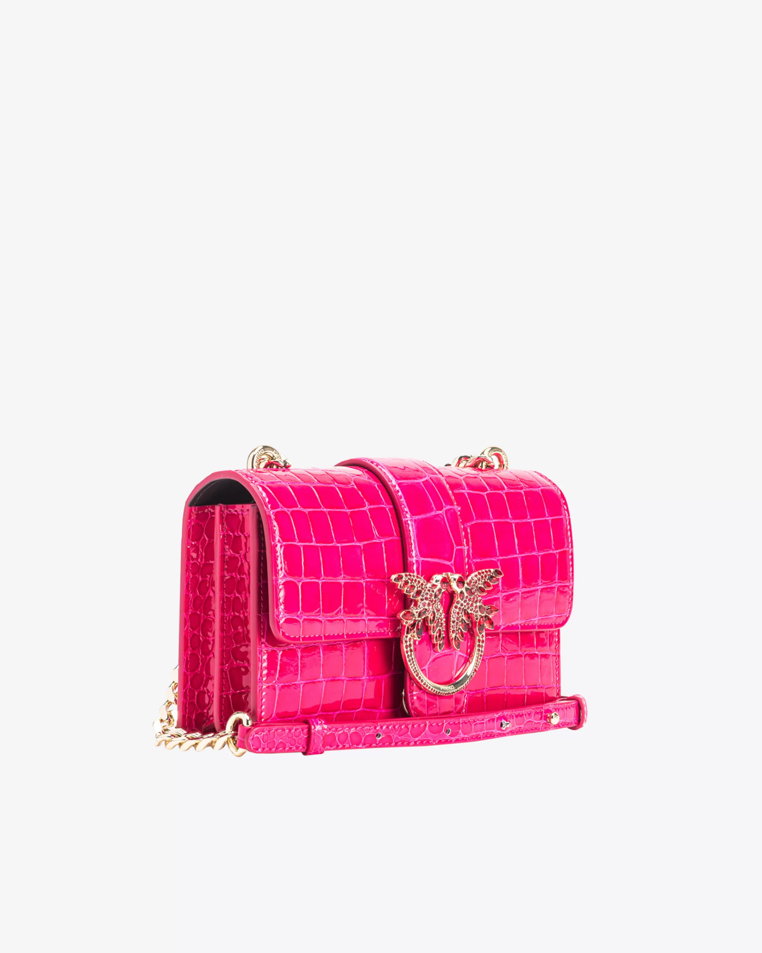 PINKO Galleria Mini Love Bag One in shiny coloured crocodile-print leather