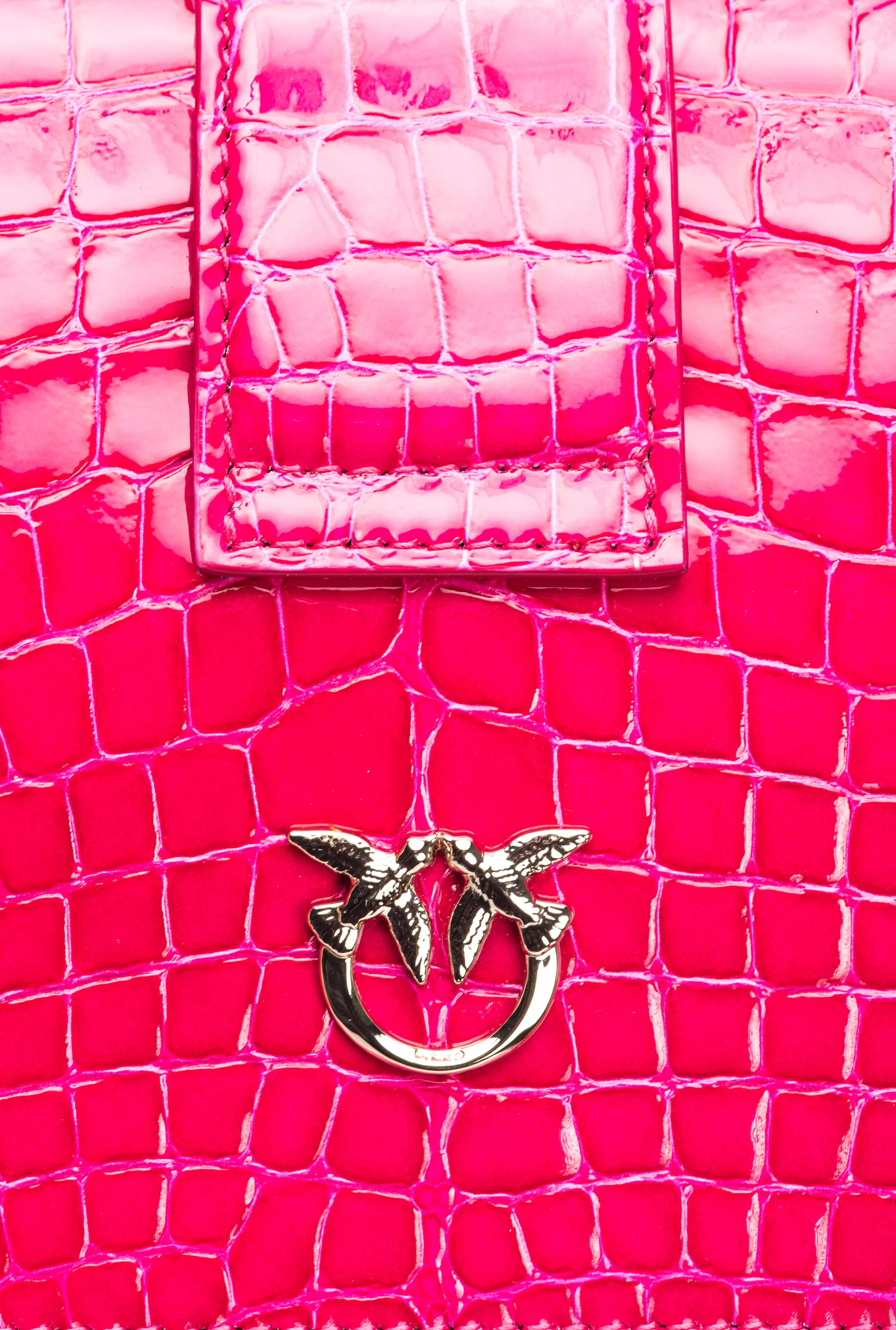 PINKO Galleria Mini Love Bag One in shiny coloured crocodile-print leather