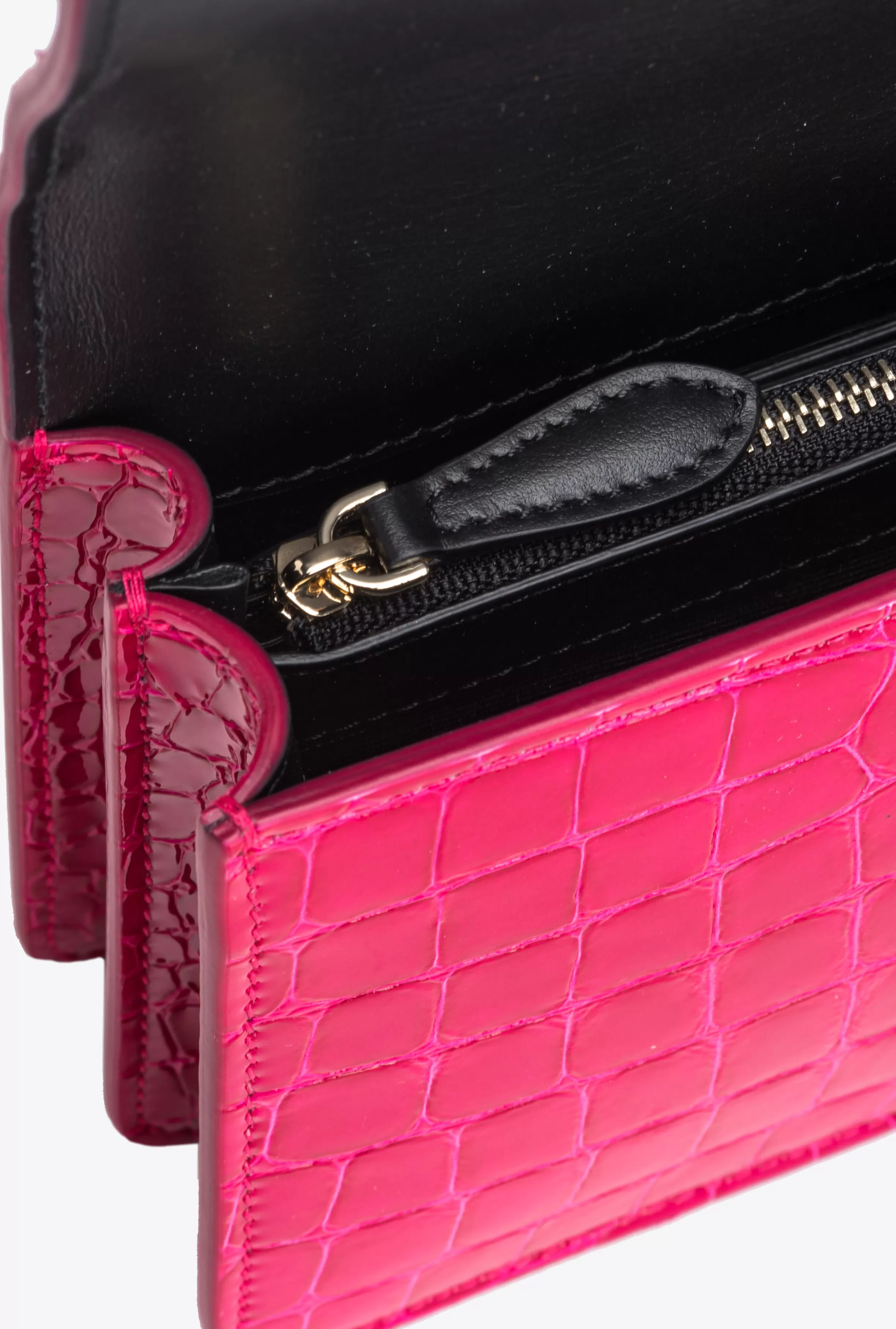 PINKO Galleria Mini Love Bag One in shiny coloured crocodile-print leather