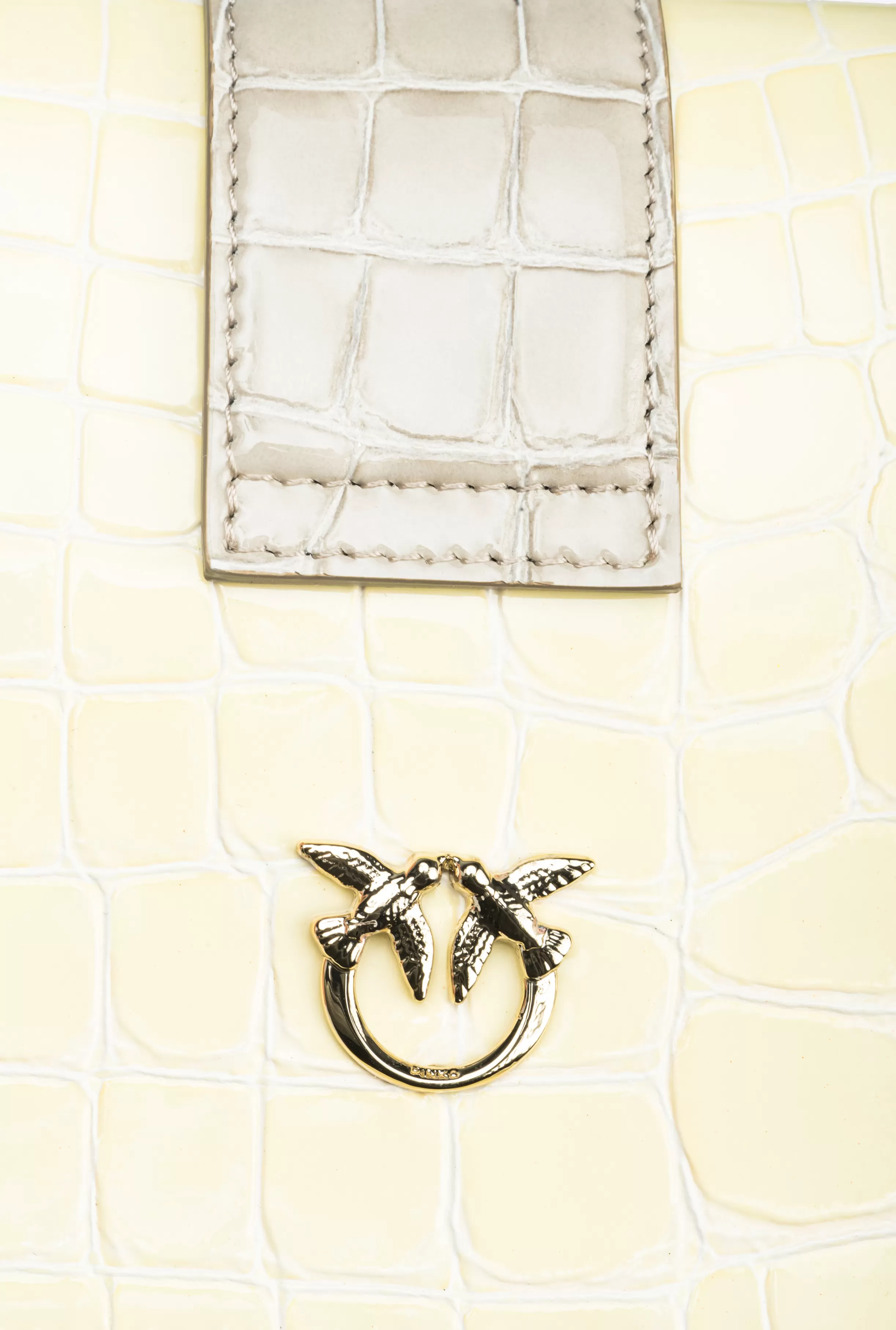 PINKO Galleria Mini Love Bag One in shiny two-tone crocodile-print leather