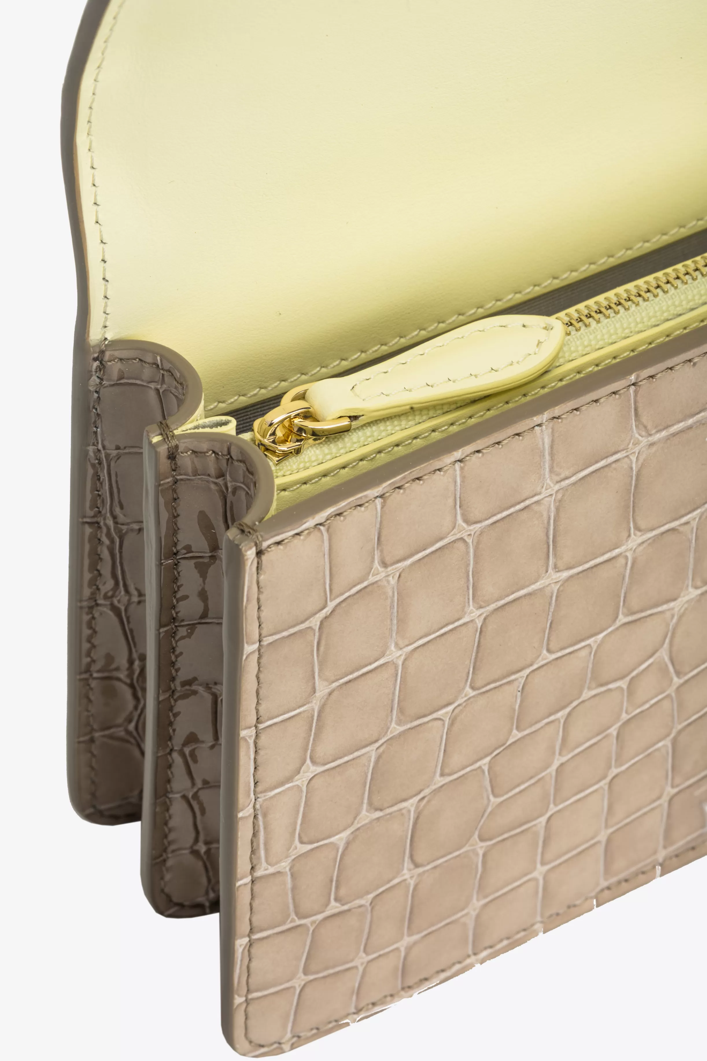 PINKO Galleria Mini Love Bag One in shiny two-tone crocodile-print leather