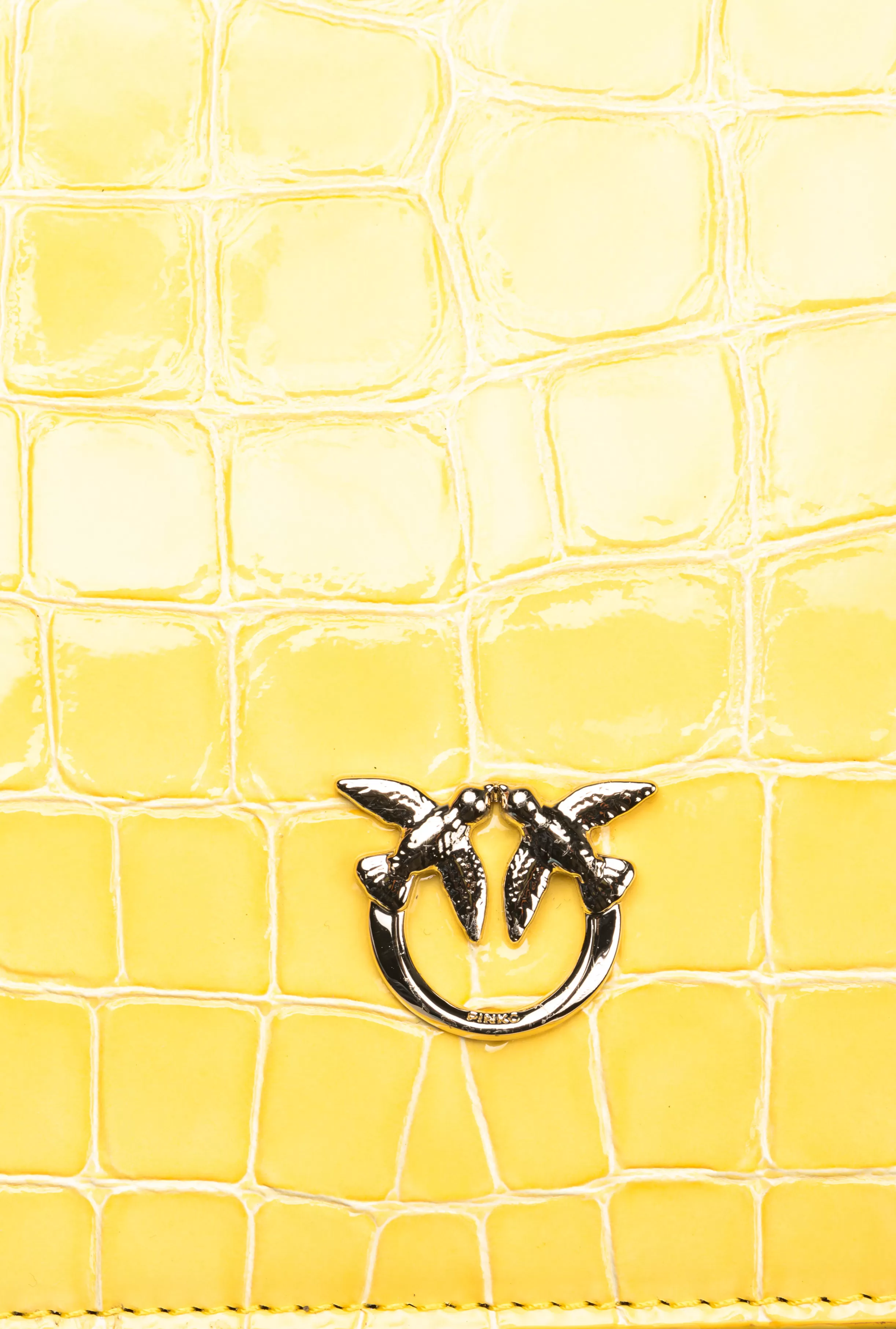 PINKO Galleria Mini Love Bag One Top Handle Light in shiny croc-print leather