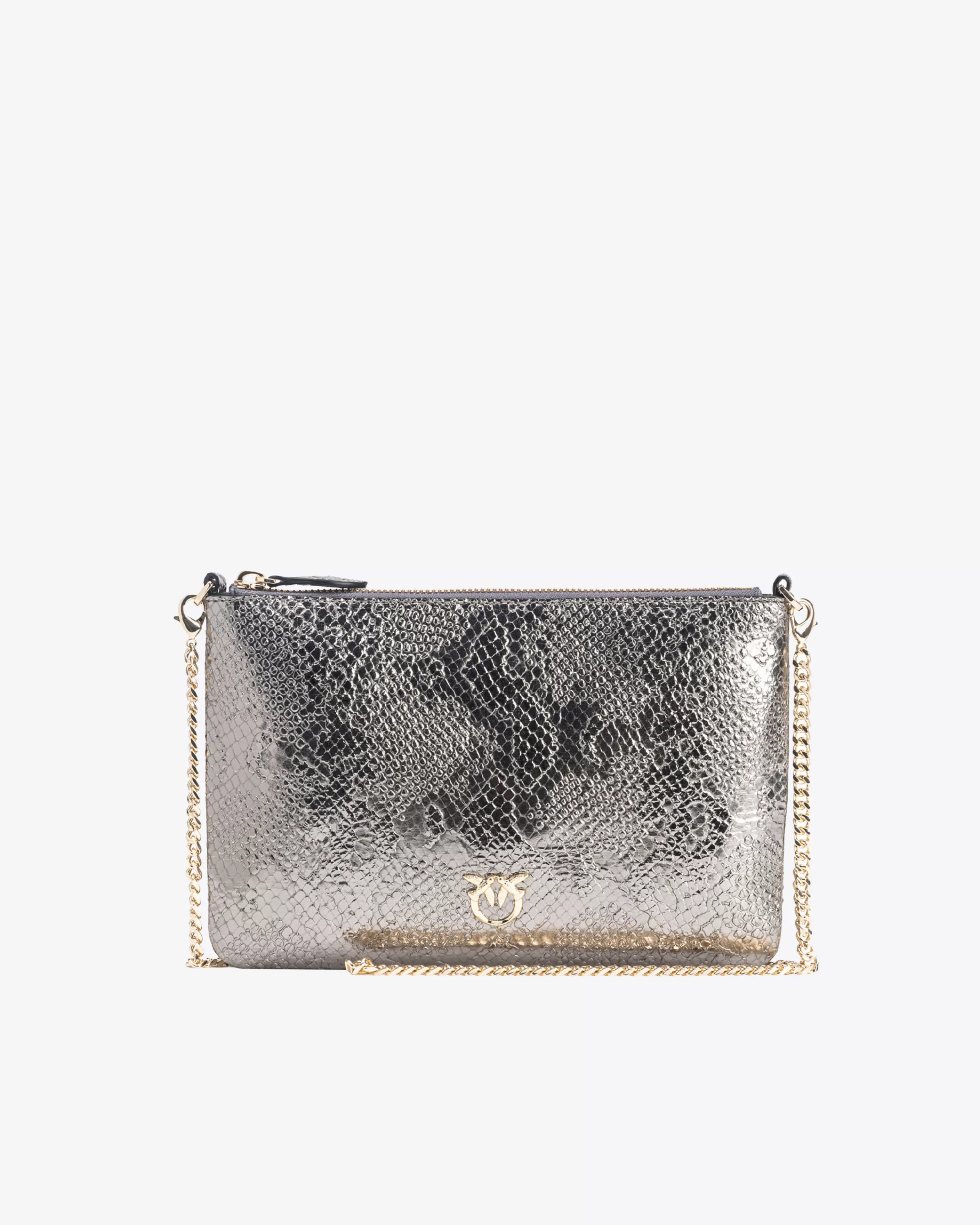 PINKO Galleria punched reptile-print Classic Flat Love Bag