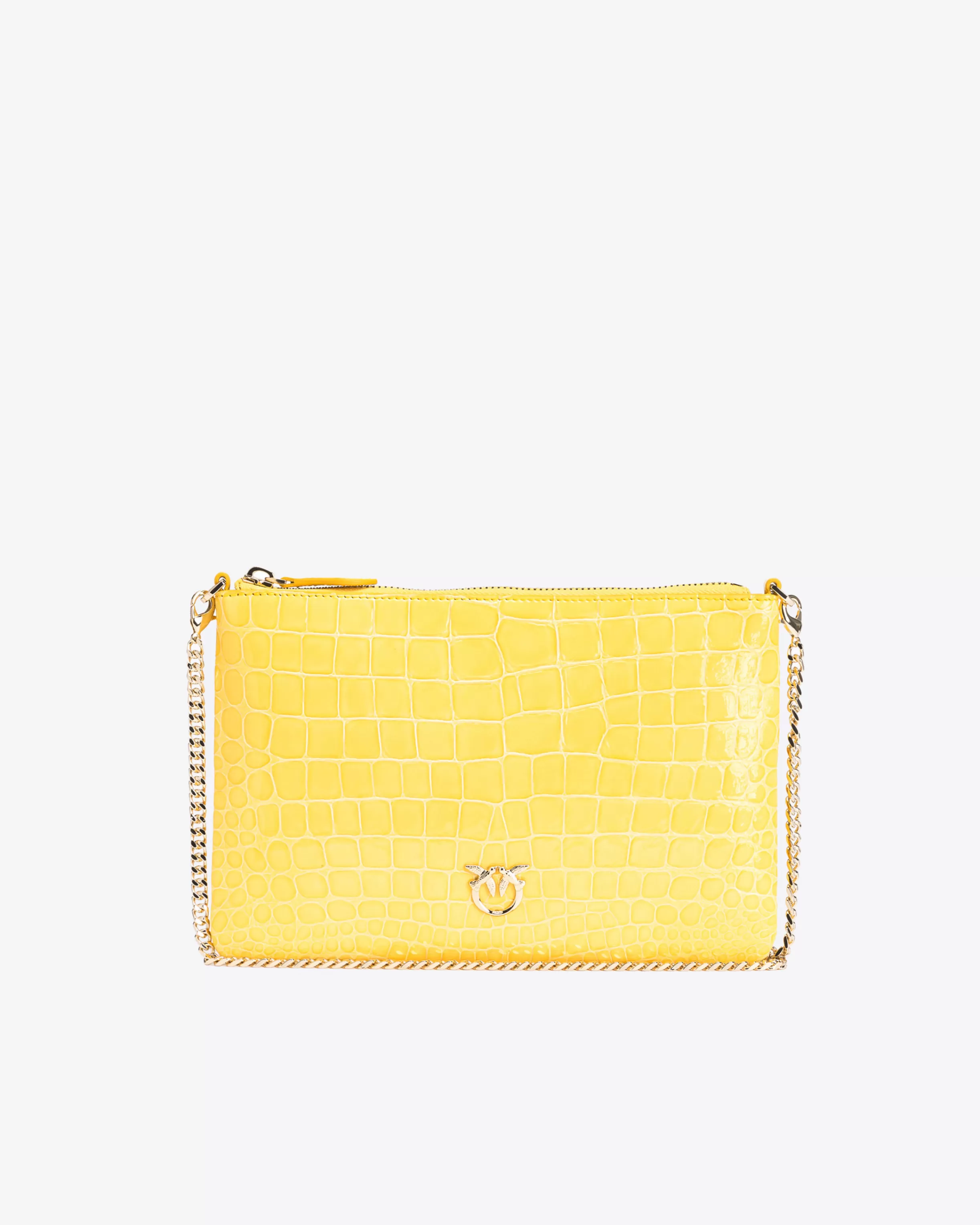 PINKO Galleria shiny coloured croc-print Classic Flat Love Bag