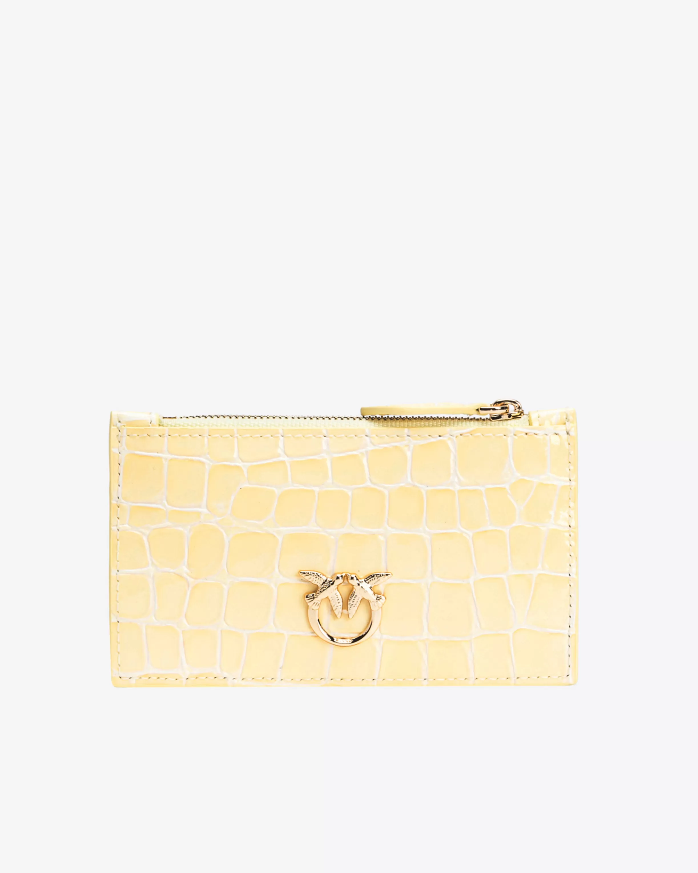 PINKO Galleria shiny croc-print card holder