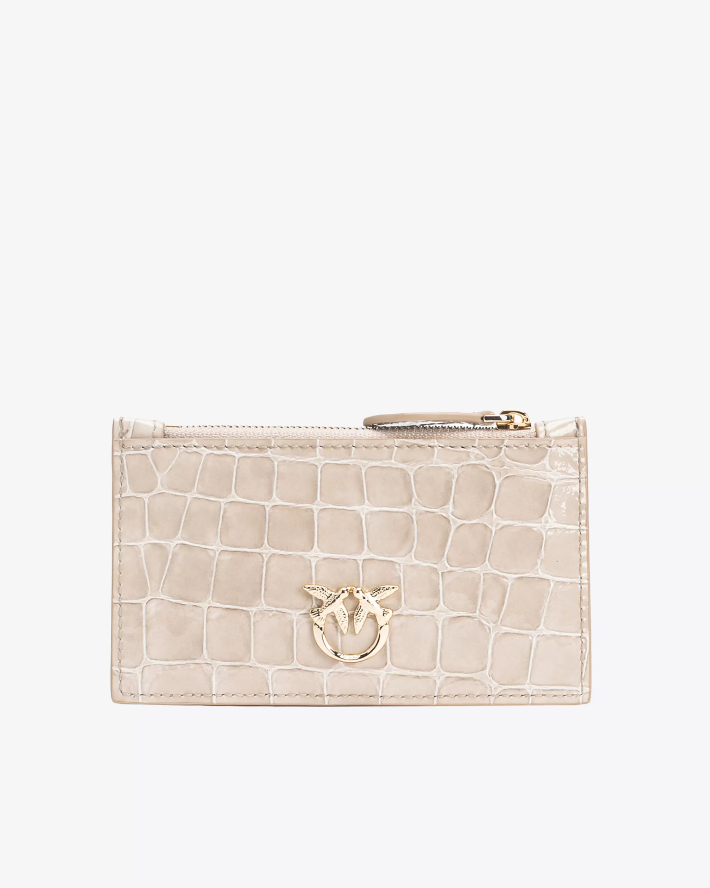 PINKO Galleria shiny croc-print card holder