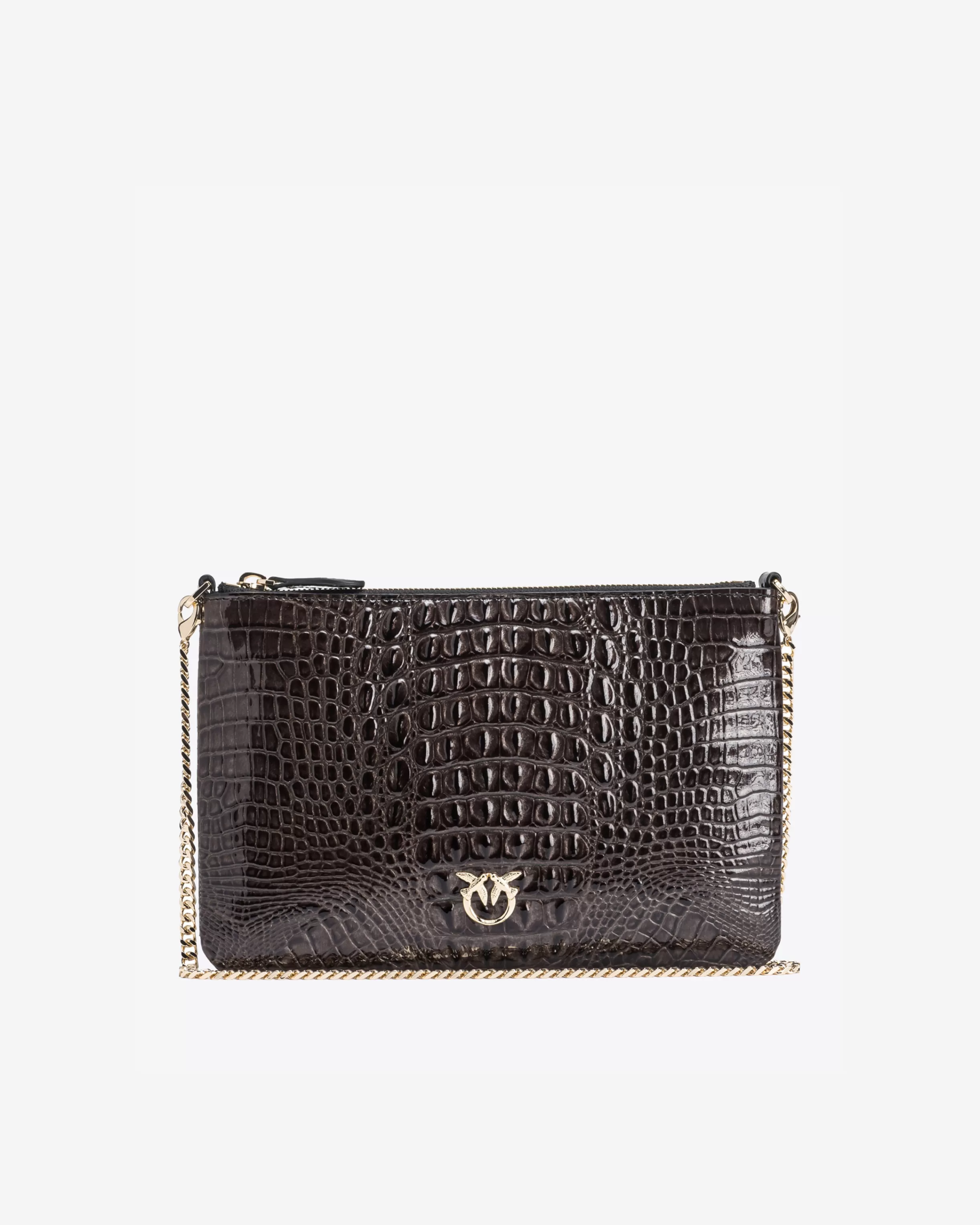 PINKO Galleria shiny croc-print Classic Flat Love Bag