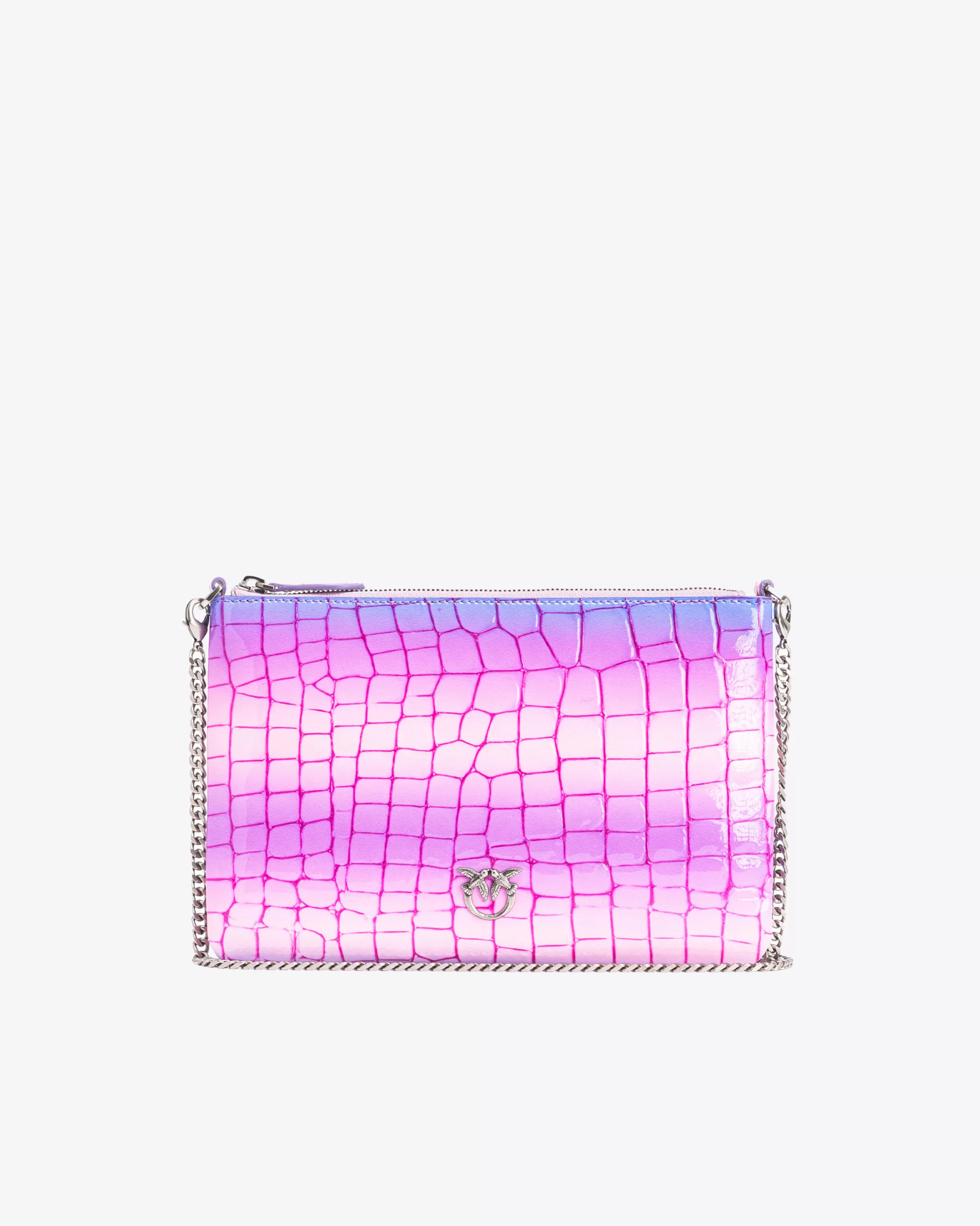 PINKO Galleria shiny fade-effect croc-print Classic Flat Love Bag