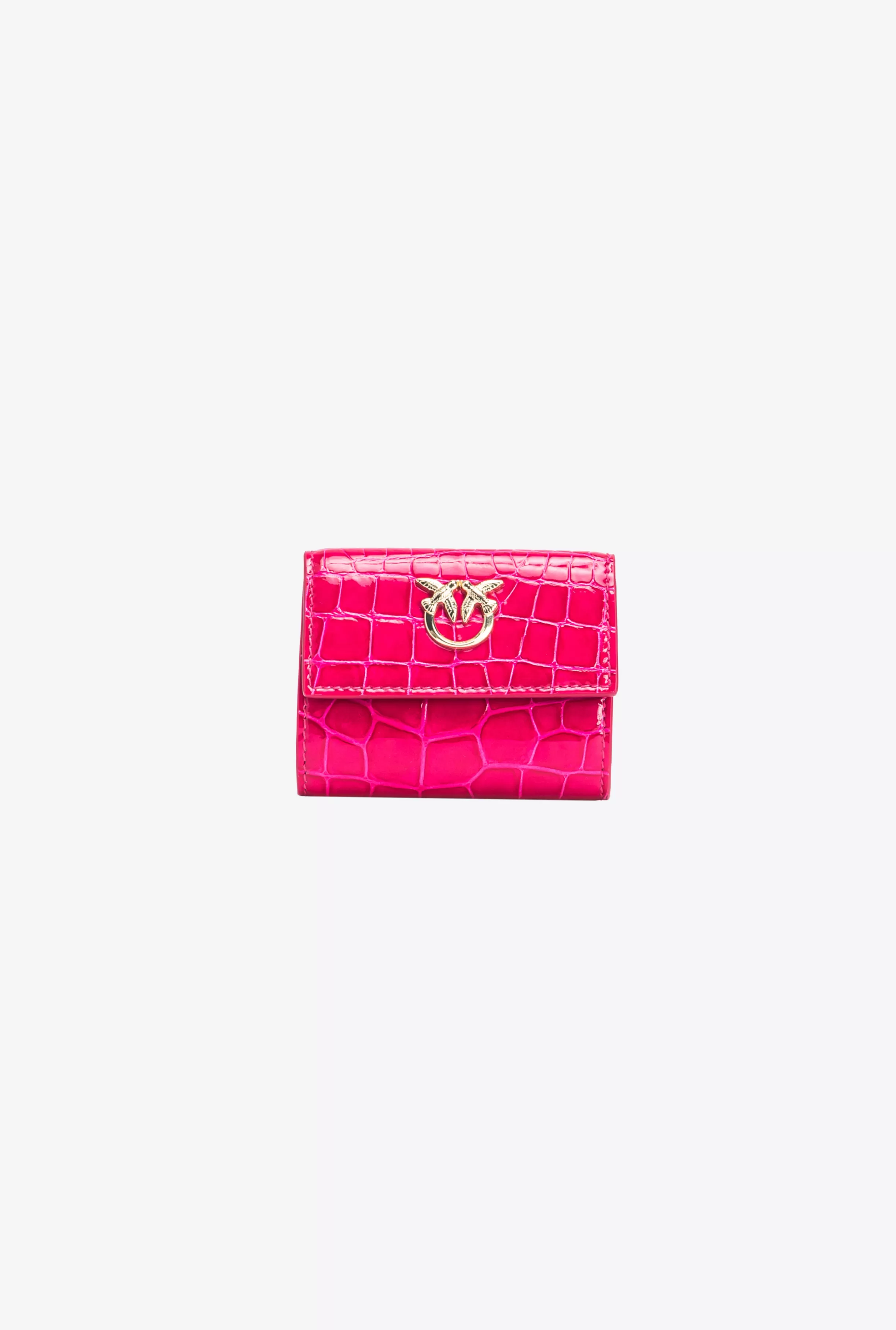 PINKO Galleria small wallet in shiny coloured crocodile-print leather