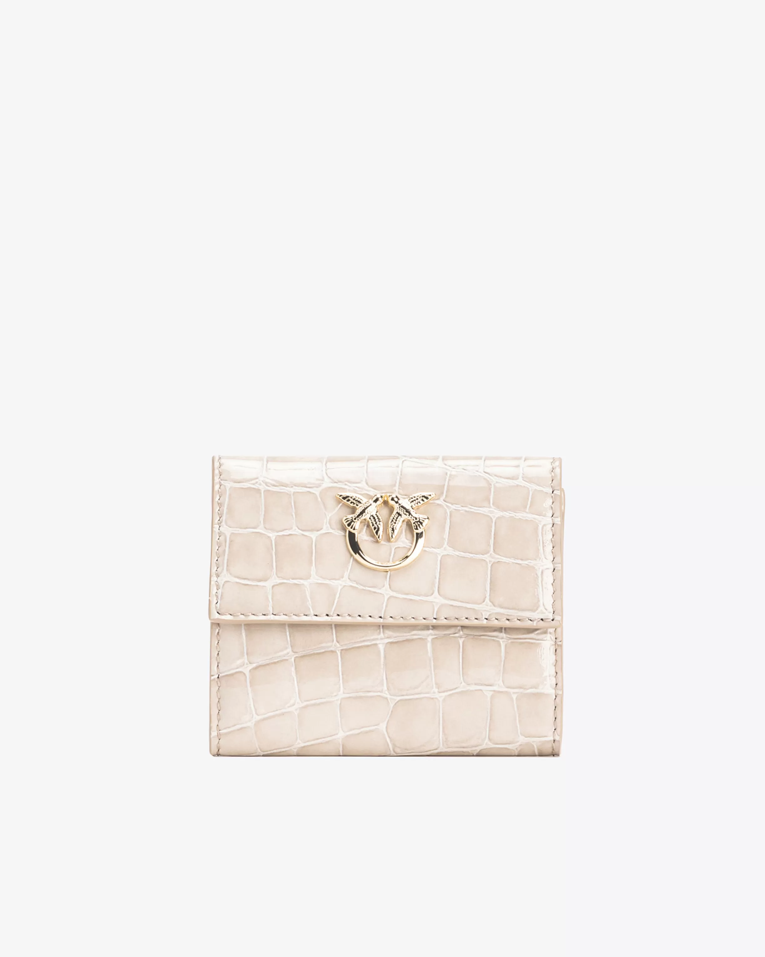 PINKO Galleria small wallet in shiny croc-print leather