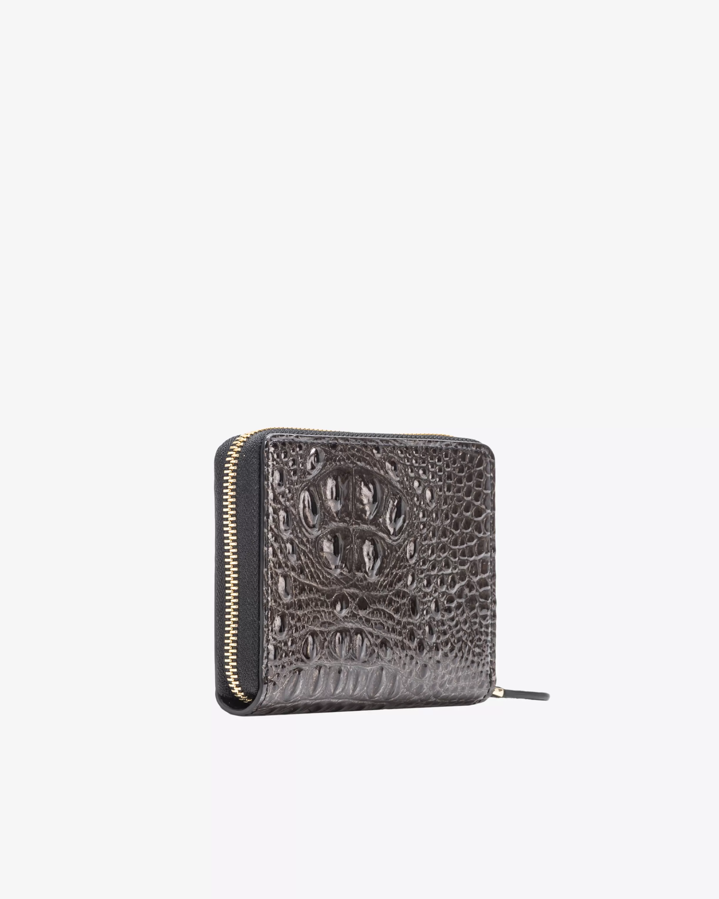 PINKO Galleria square leather wallet in shiny croc-print leather