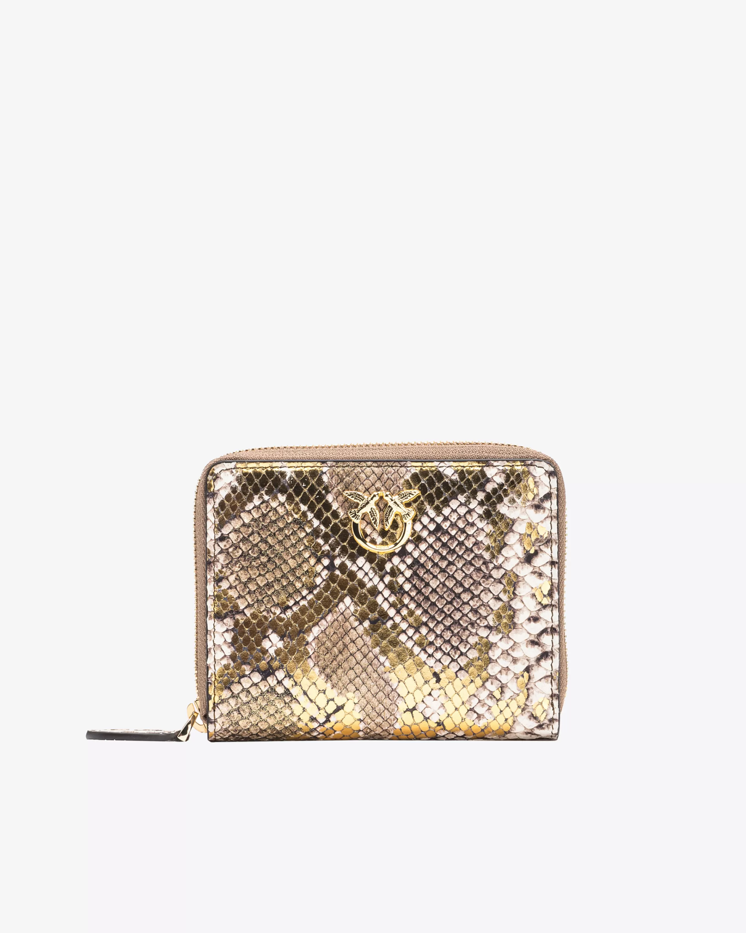 PINKO Galleria square wallet in laminated python-print leather