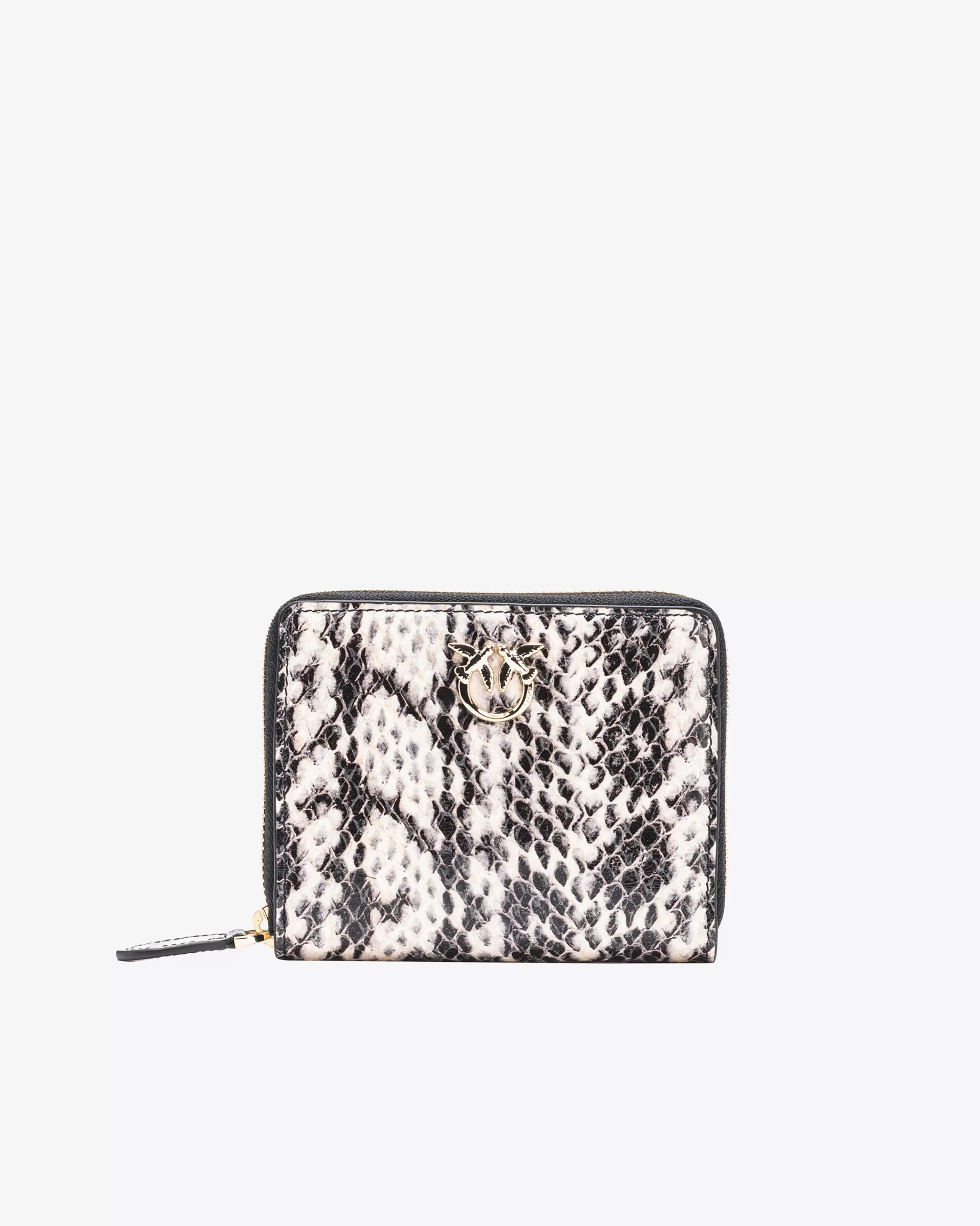 PINKO Galleria square wallet in two-tone python-print leather