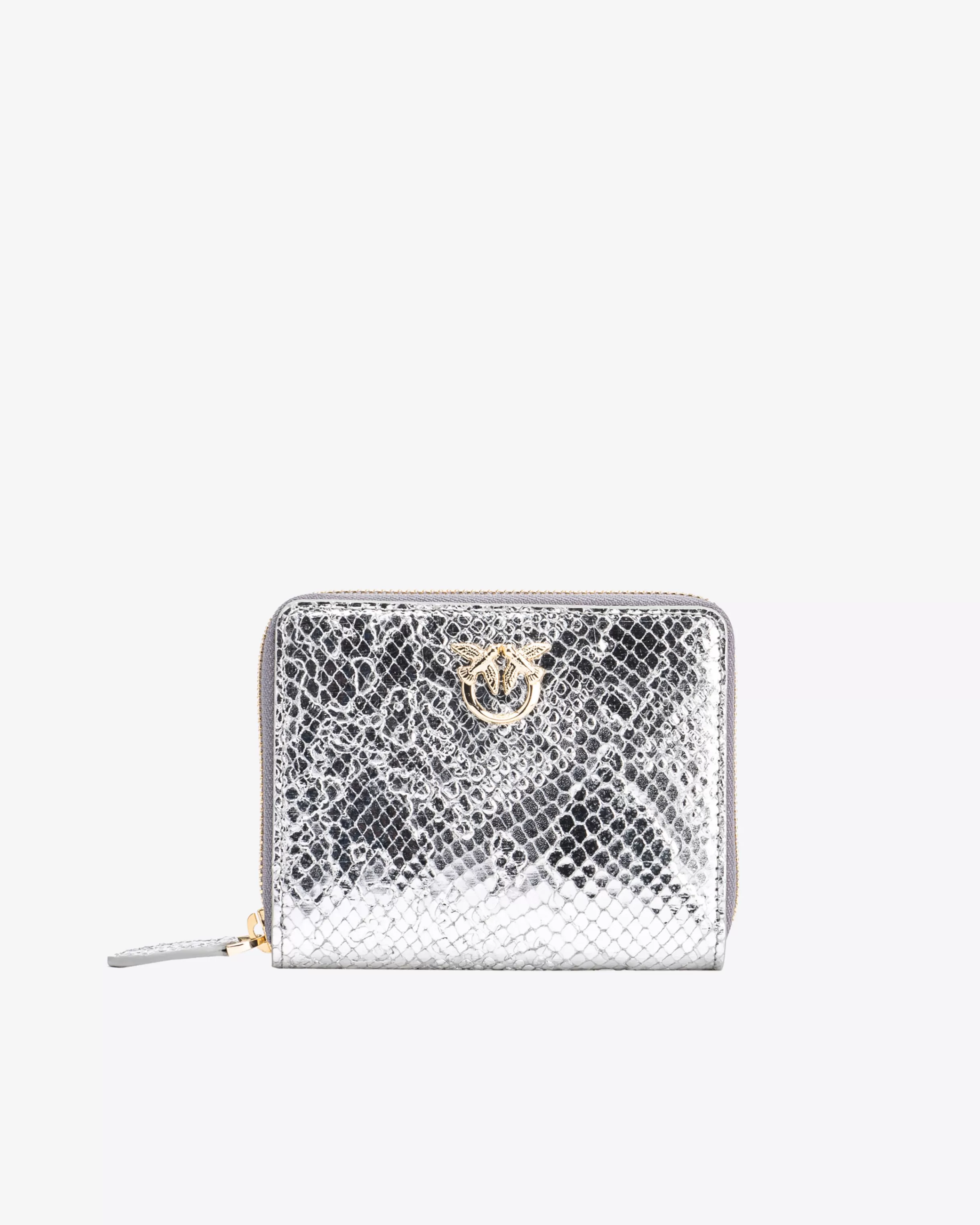 PINKO Galleria square zip-around wallet in punched reptile skin