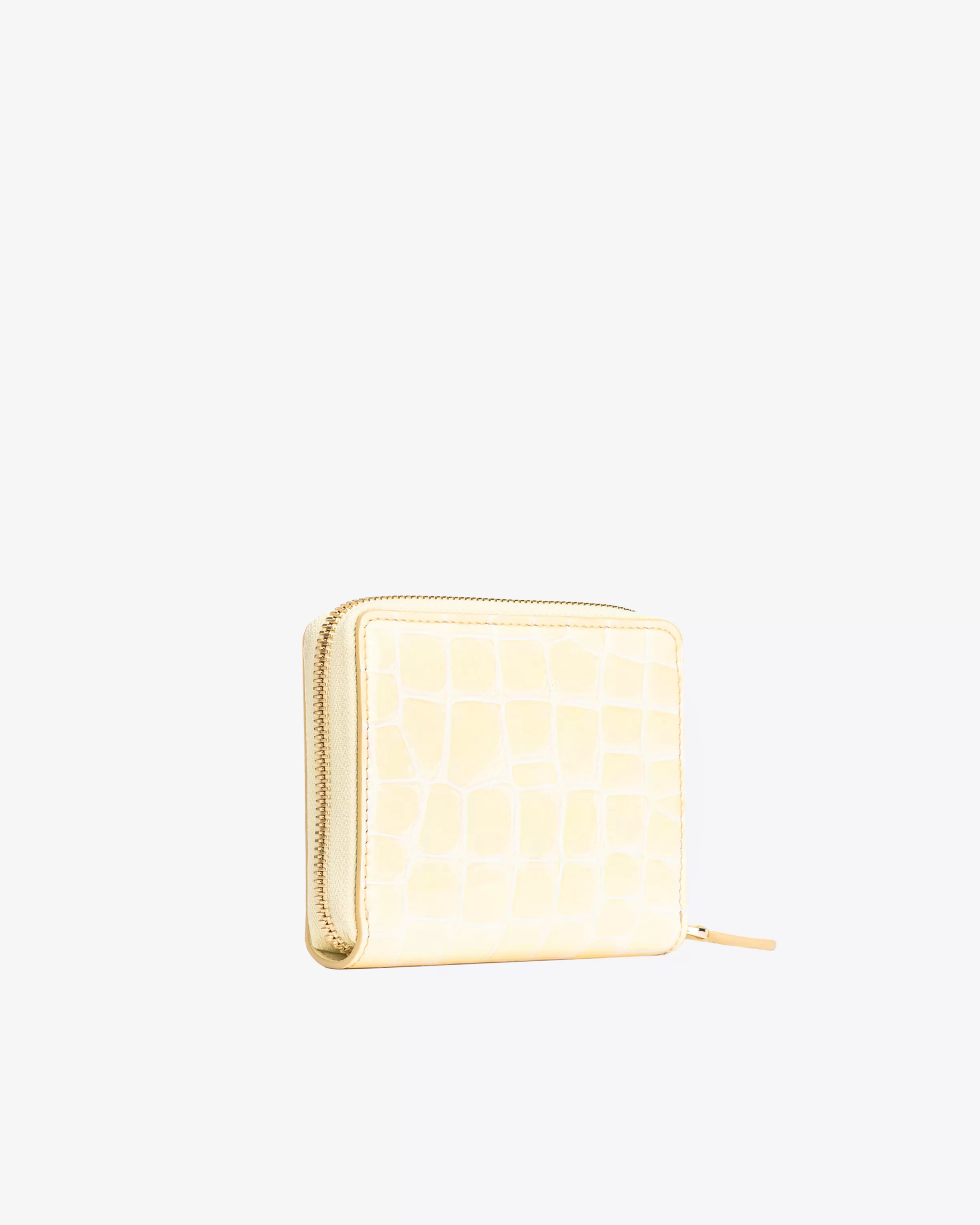 PINKO Galleria square zip-around wallet in shiny croc-print leather