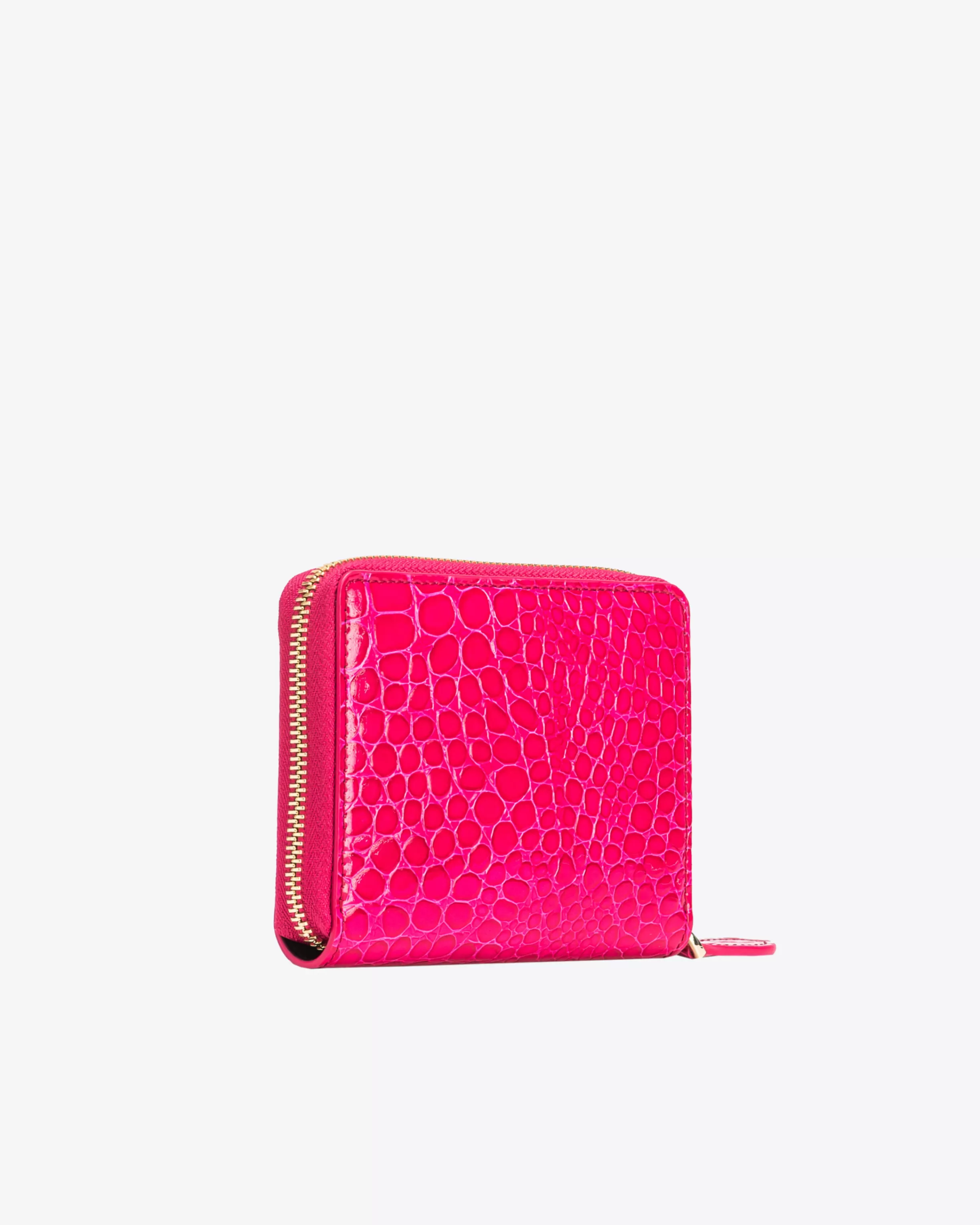 PINKO Galleria square zip-around wallet in shiny croc-print leather